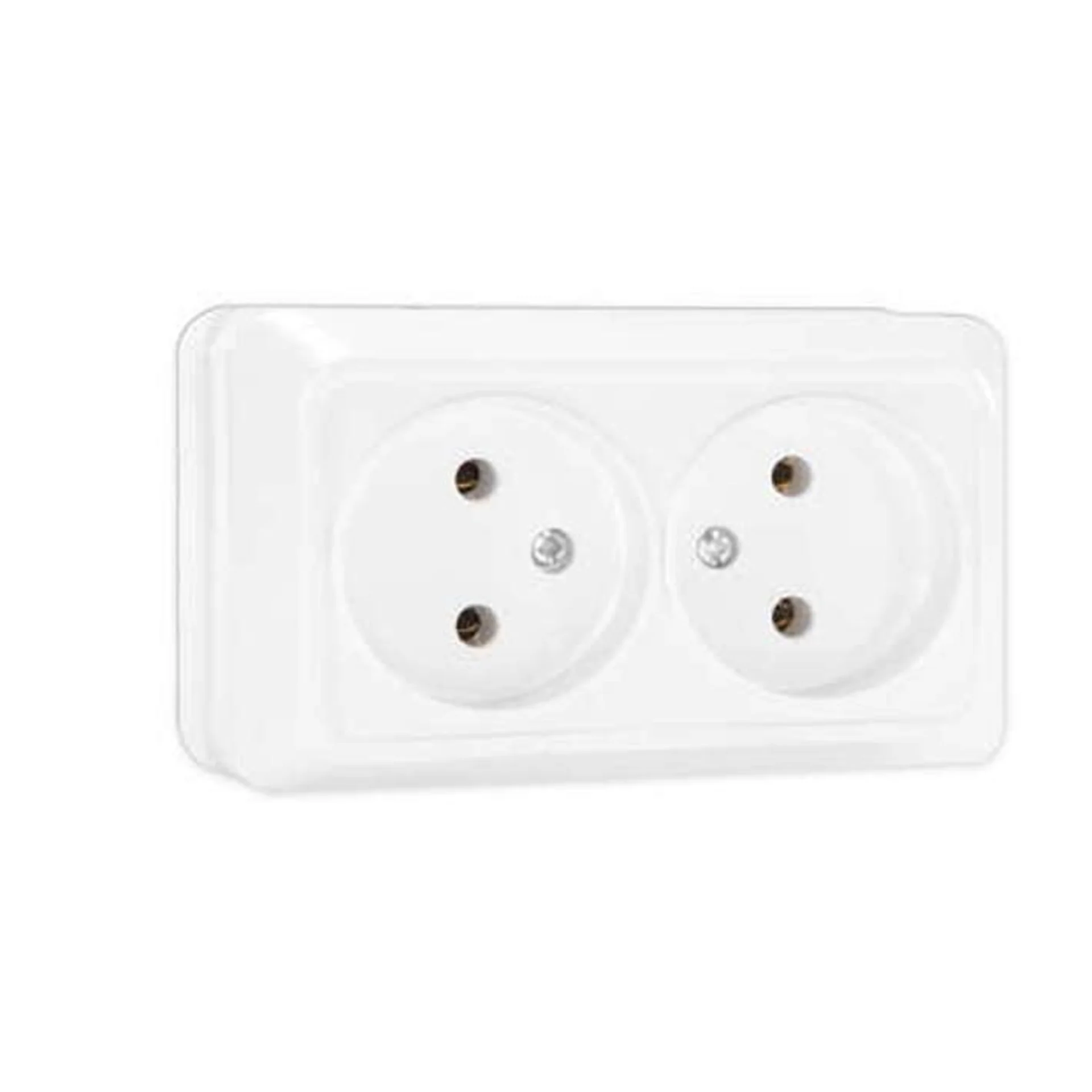 Розетка 2-м ОП Олимп 16А IP20 без заземл. бел. UNIVersal О0102