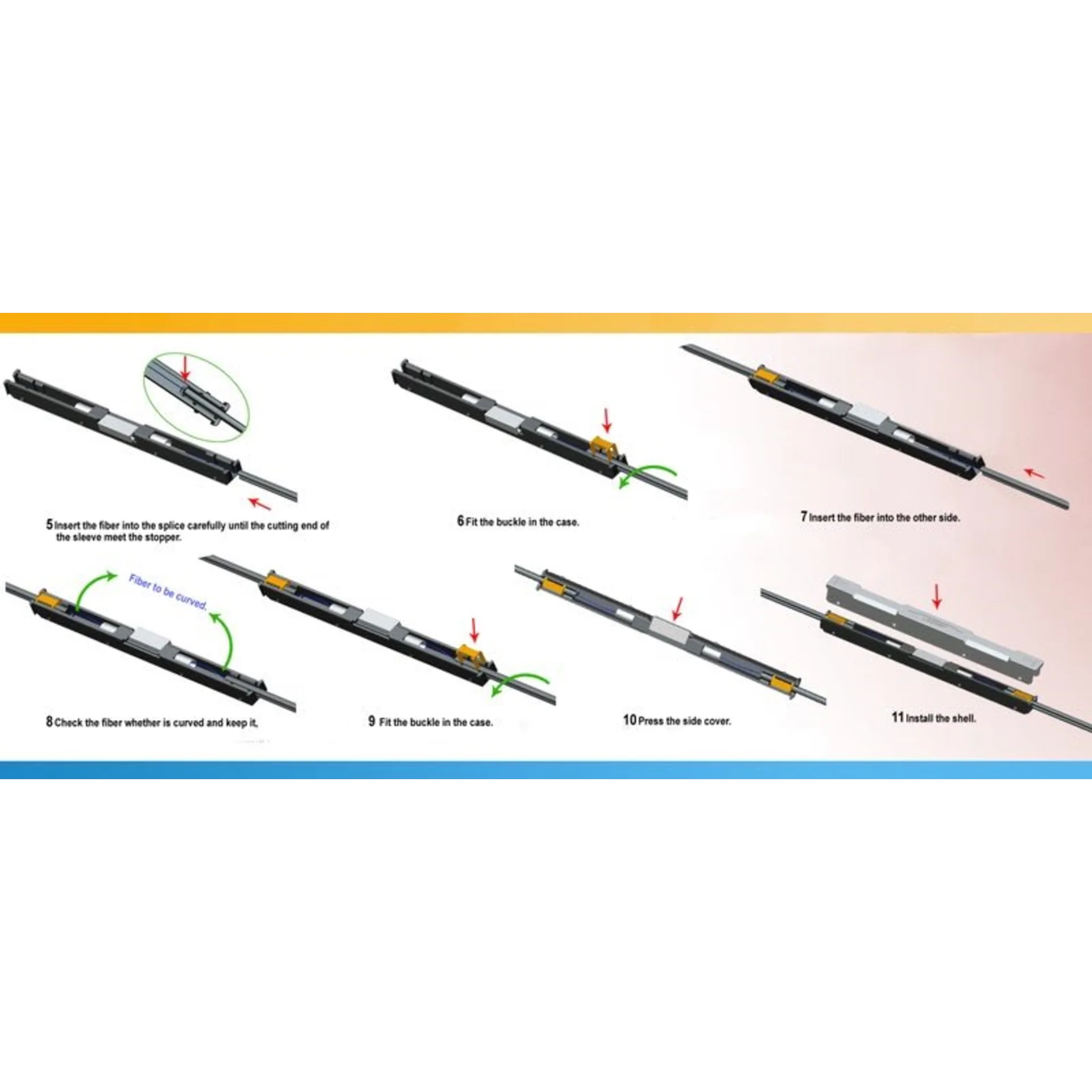 Механический соединитель оптических волокон для FTTH кабеля c защитным корпусом, уп.(5 шт)