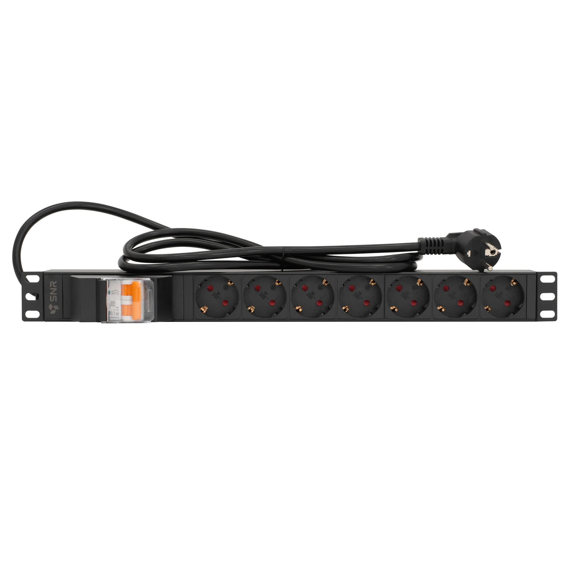 Блок розеток серии SNR-PDU базовый на 7хSchuko, шнур питания 1.8 м 3x1.5 мм² с вилкой Schuko, с защитой от перегрузки, 16A