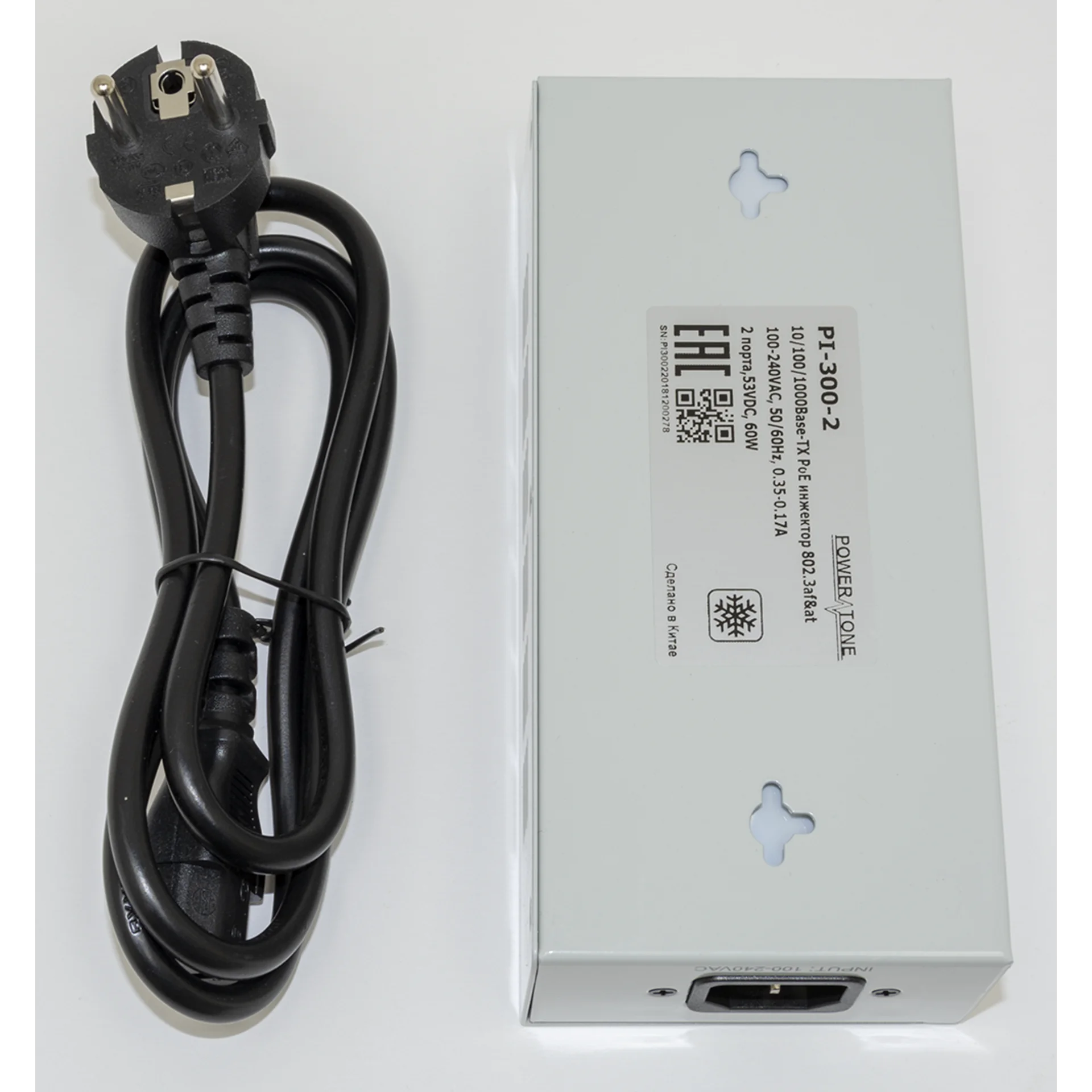 PoE инжектор неуправляемый PI-300-2, 2x10/100/1000BASE-T 802.3af&amp;at, PoE бюджет 60Вт