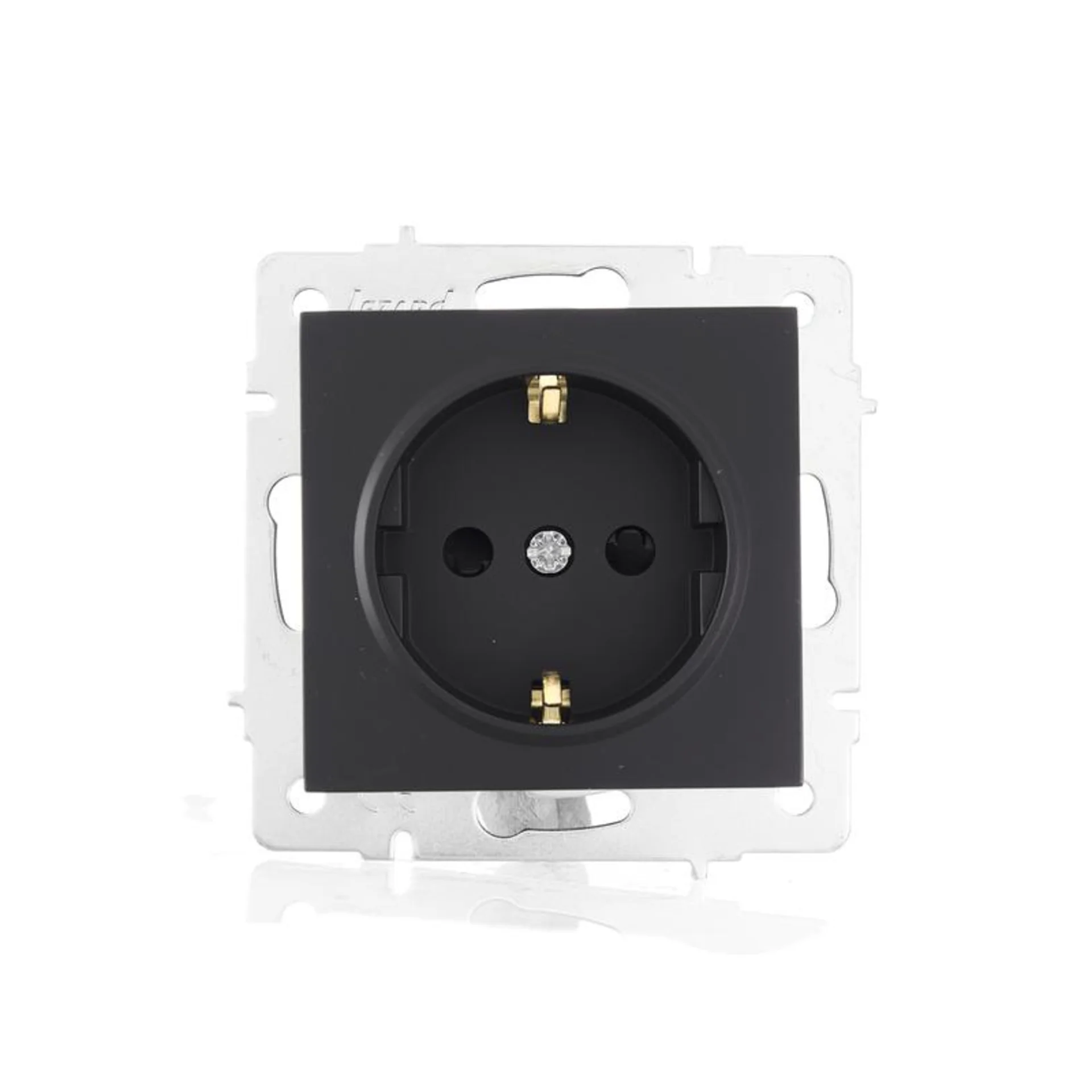 Розетка 1-м СП Vesna с заземл. защ. шторки ПБТ механизм черн. бархат LEZARD 742-4288-124B