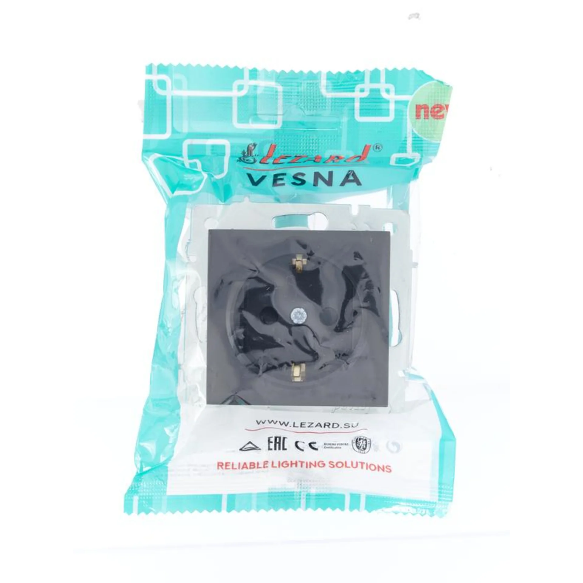 Розетка 1-м СП Vesna с заземл. защ. шторки ПБТ механизм черн. бархат LEZARD 742-4288-124B