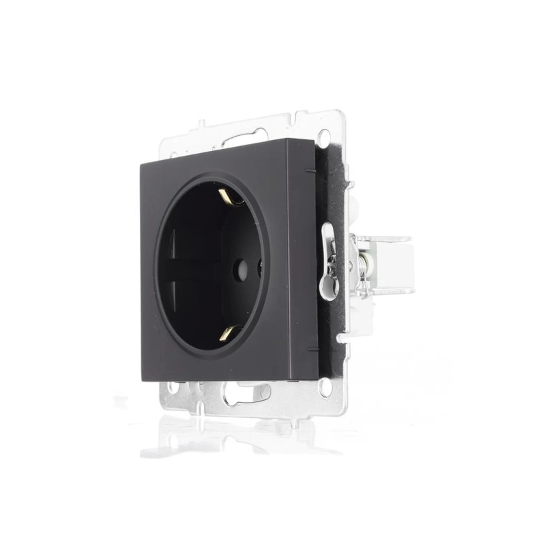 Розетка 1-м СП Vesna с заземл. защ. шторки ПБТ механизм черн. бархат LEZARD 742-4288-124B