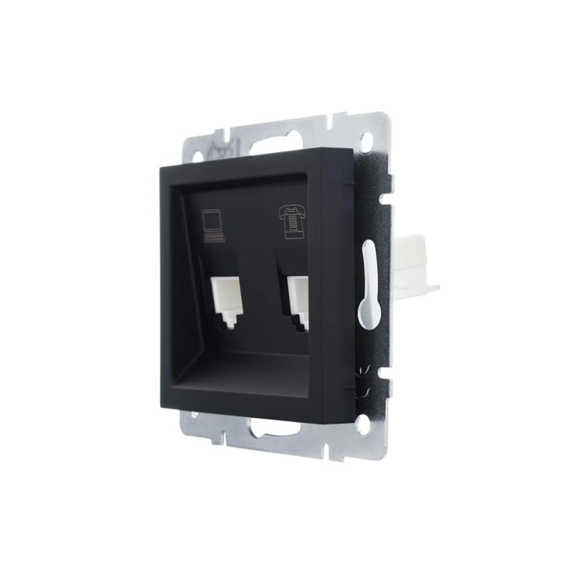 Розетка компьютерная + телефонная 1-м СП Vesna механизм черн. бархат LEZARD 742-4288-143