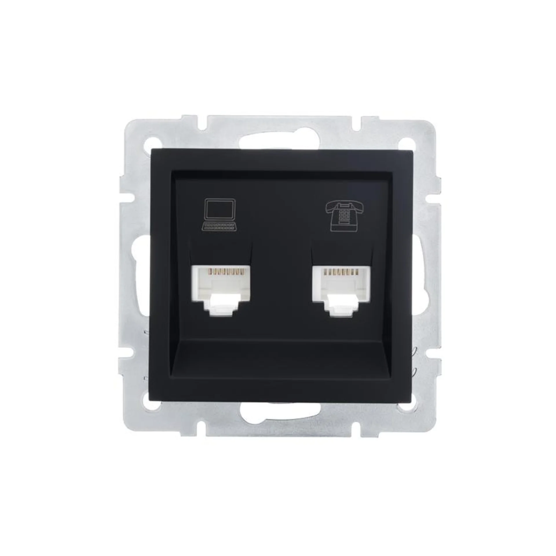 Розетка компьютерная + телефонная 1-м СП Vesna механизм черн. бархат LEZARD 742-4288-143