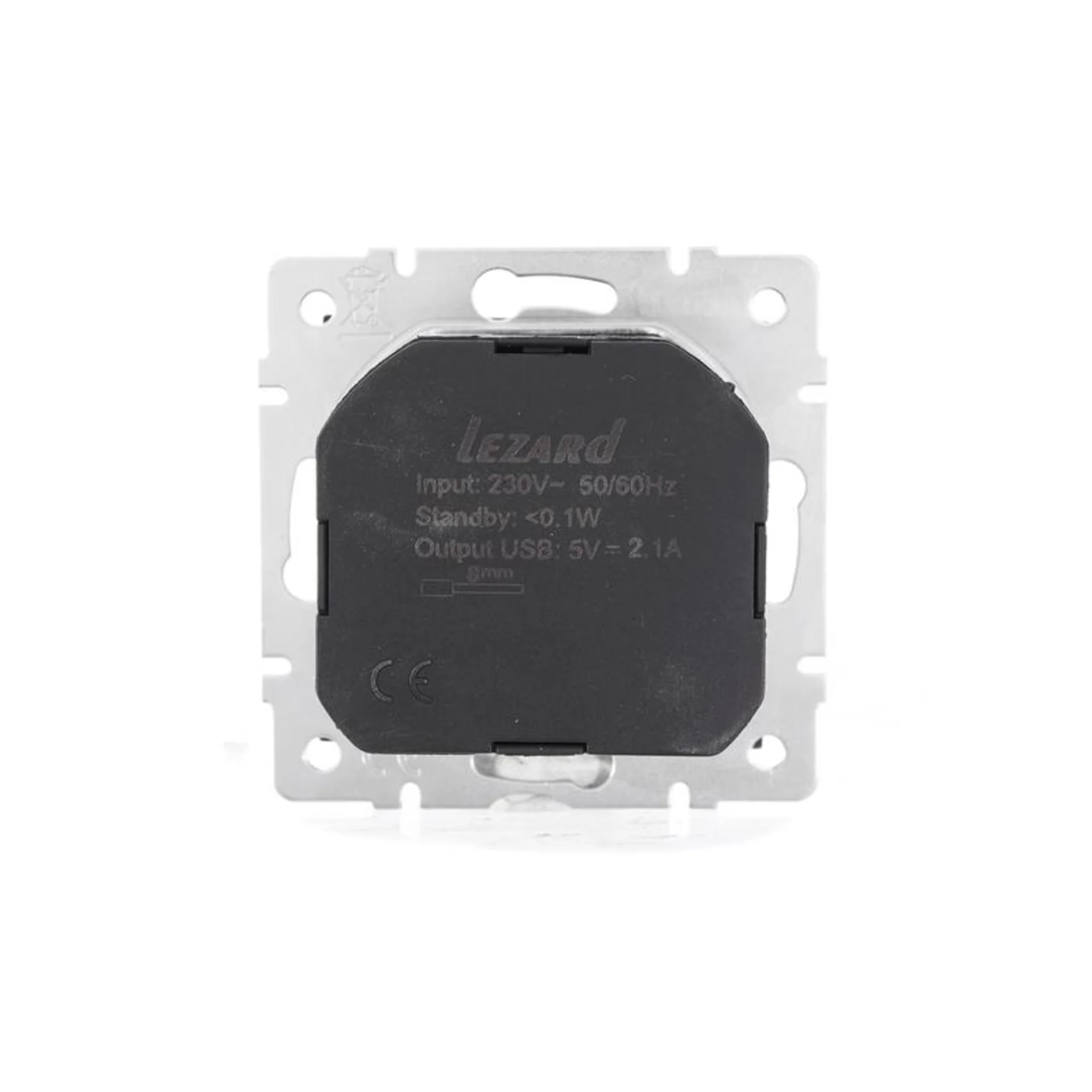 Розетка 1-м СП Vesna с заземл. с заряд. устройством USB механизм черн. бархат LEZARD 742-4288-181