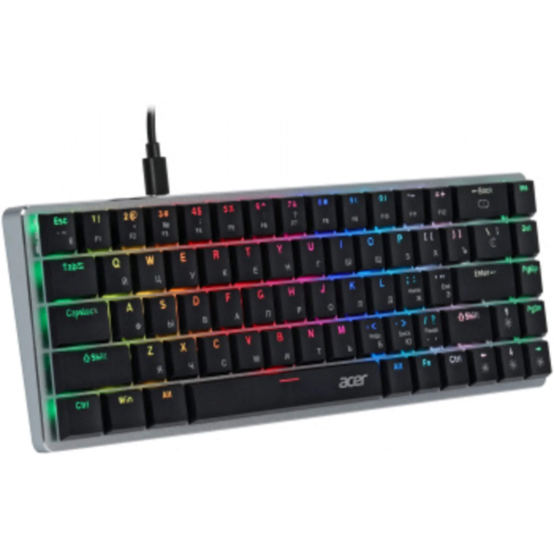 Клавиатура Acer OKW302 механическая серебристый USB for gamer LED (ZL.KBDCC.01C)