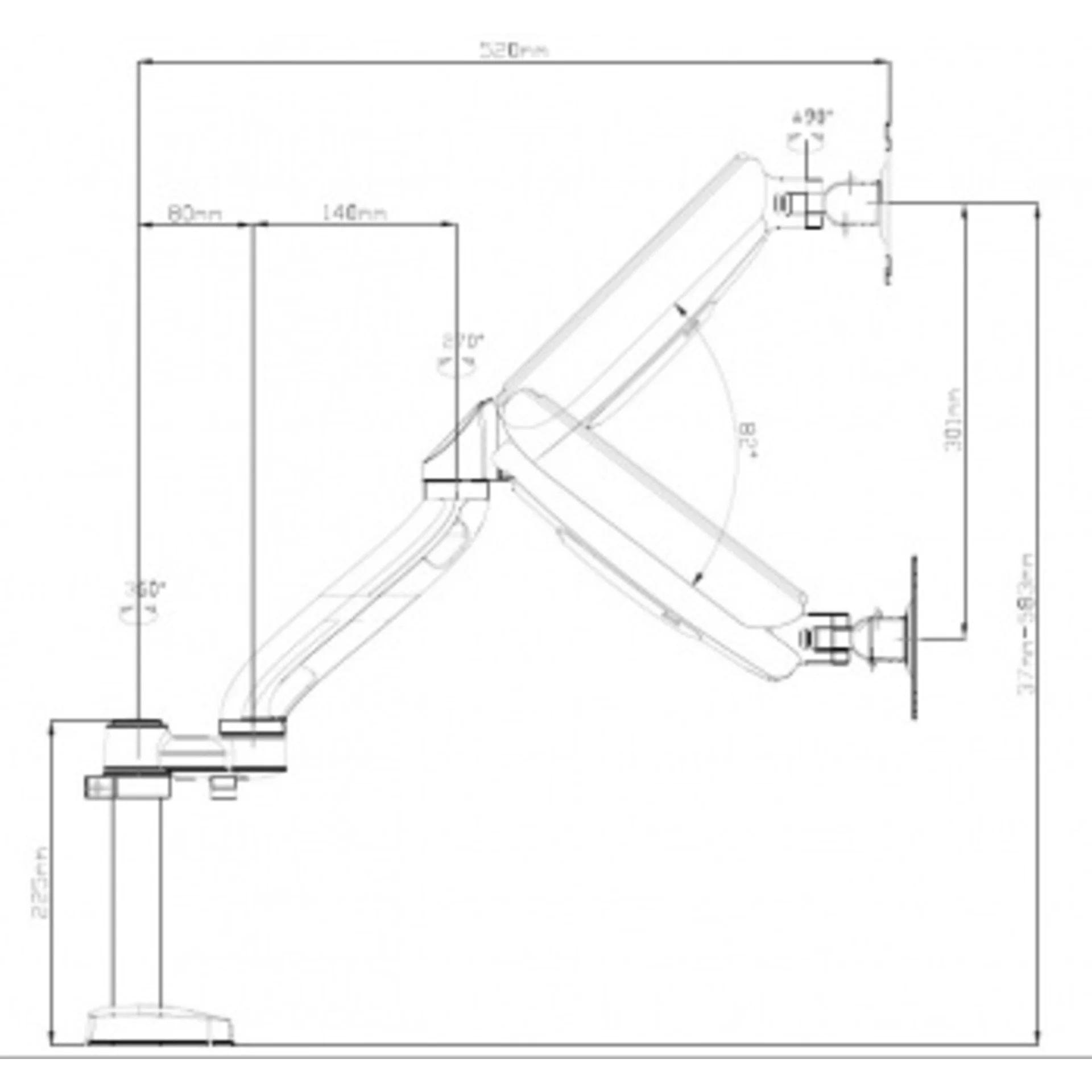 Кронштейн для мониторов ЖК Buro M10 черный 17"-27" макс.9кг крепление к столешнице поворот и наклон