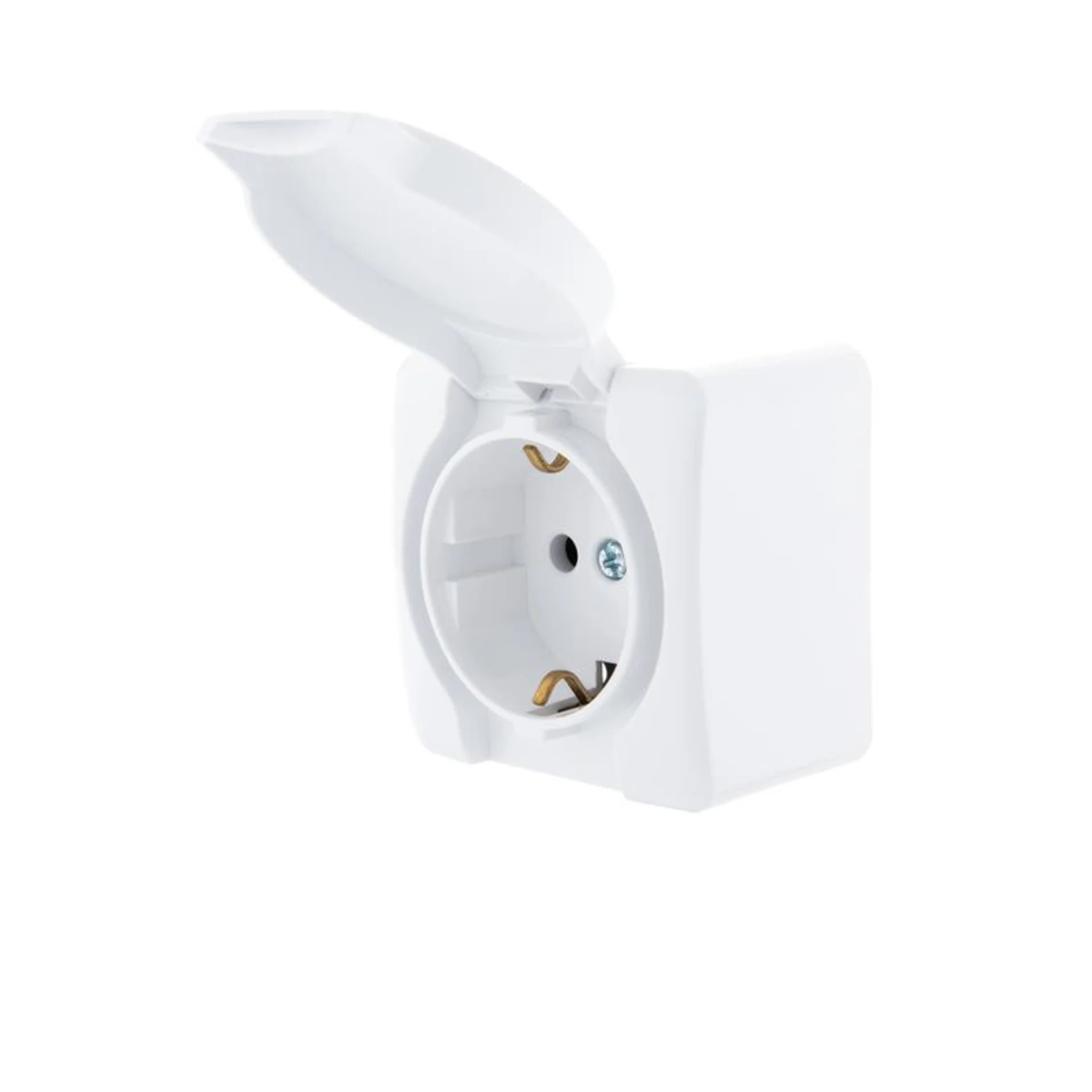 Розетка 1-м ОП Viola с заземл. с крышкой бел. LEZARD 751-0200-123