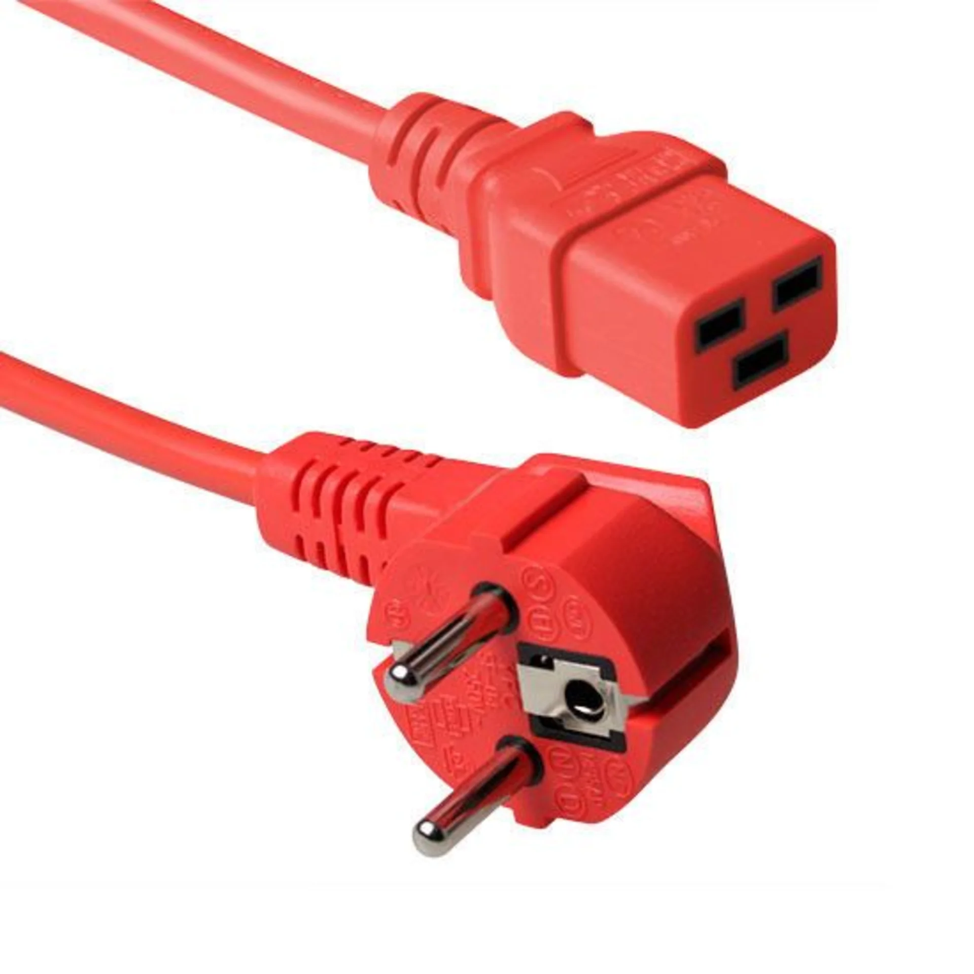 Кабель питания EU-Schuko/IEC320-C19, 220B, 16А, 1.8м, красный