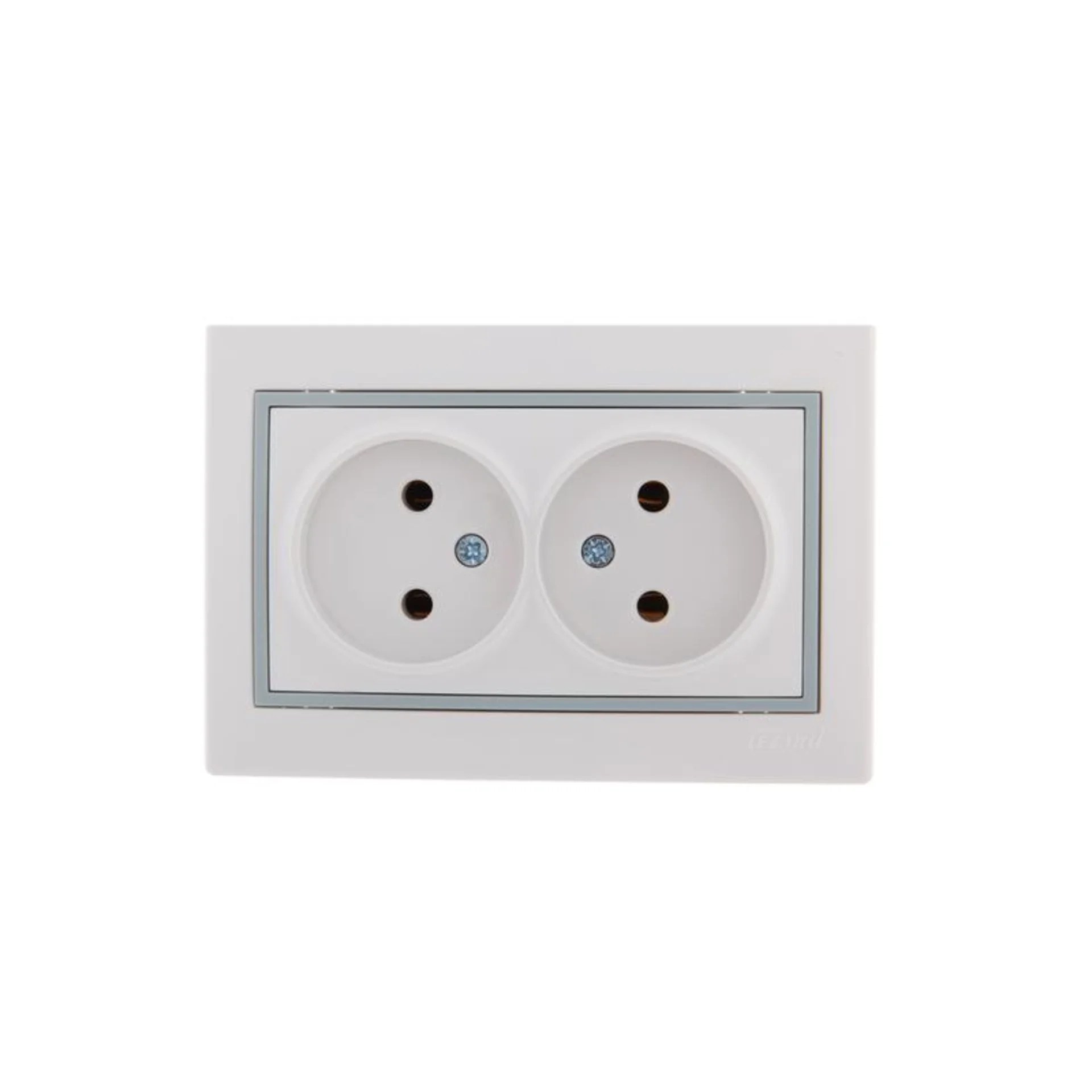 Розетка 2-м СП Mira 16А IP20 без заземл. с сер. вставкой керамика бел. LEZARD 701-0215-128
