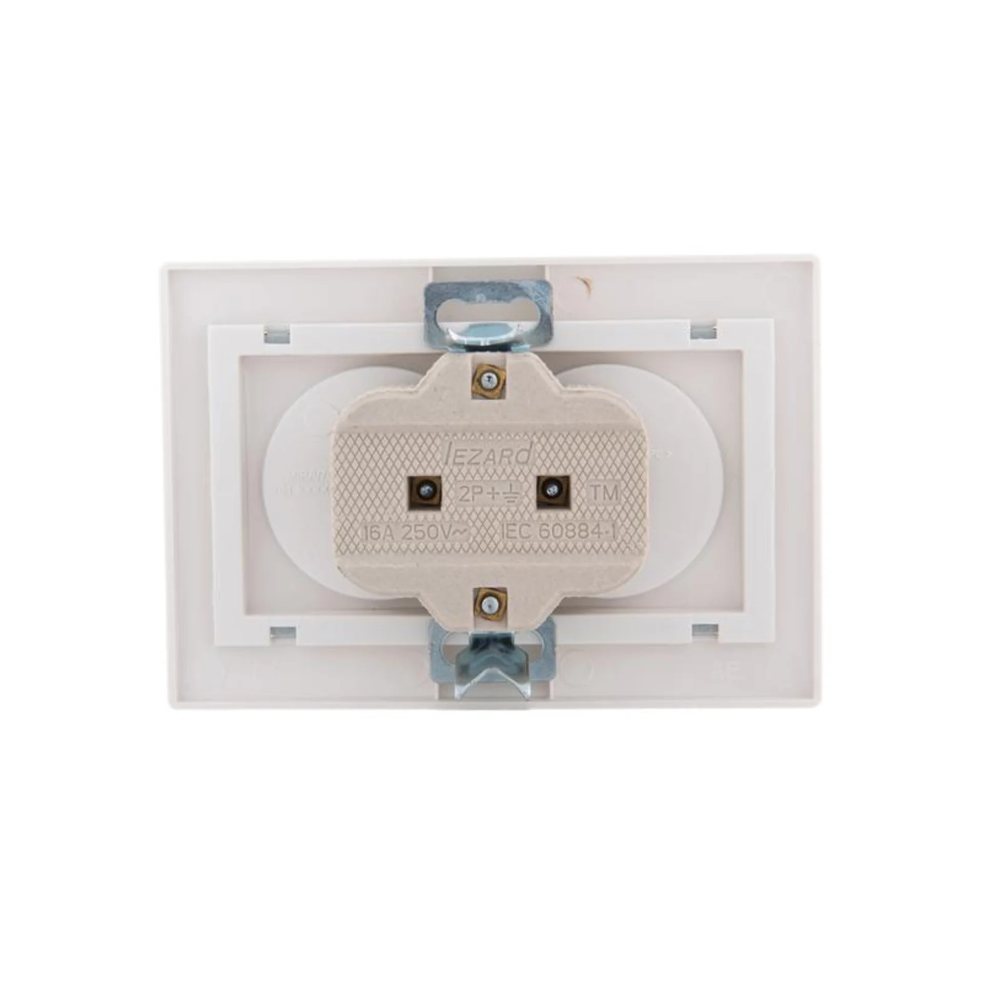 Розетка 2-м СП Mira 16А IP20 без заземл. с сер. вставкой керамика бел. LEZARD 701-0215-128