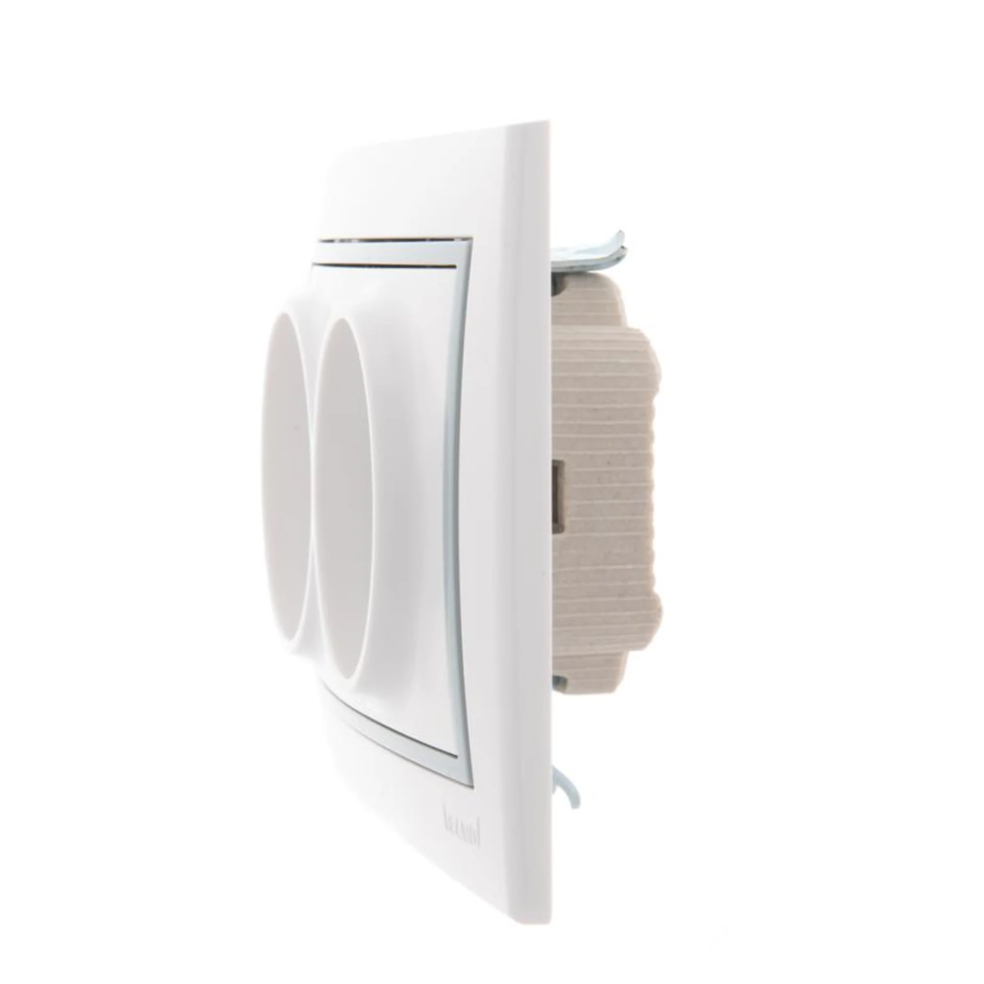 Розетка 2-м СП Mira 16А IP20 без заземл. с сер. вставкой керамика бел. LEZARD 701-0215-128