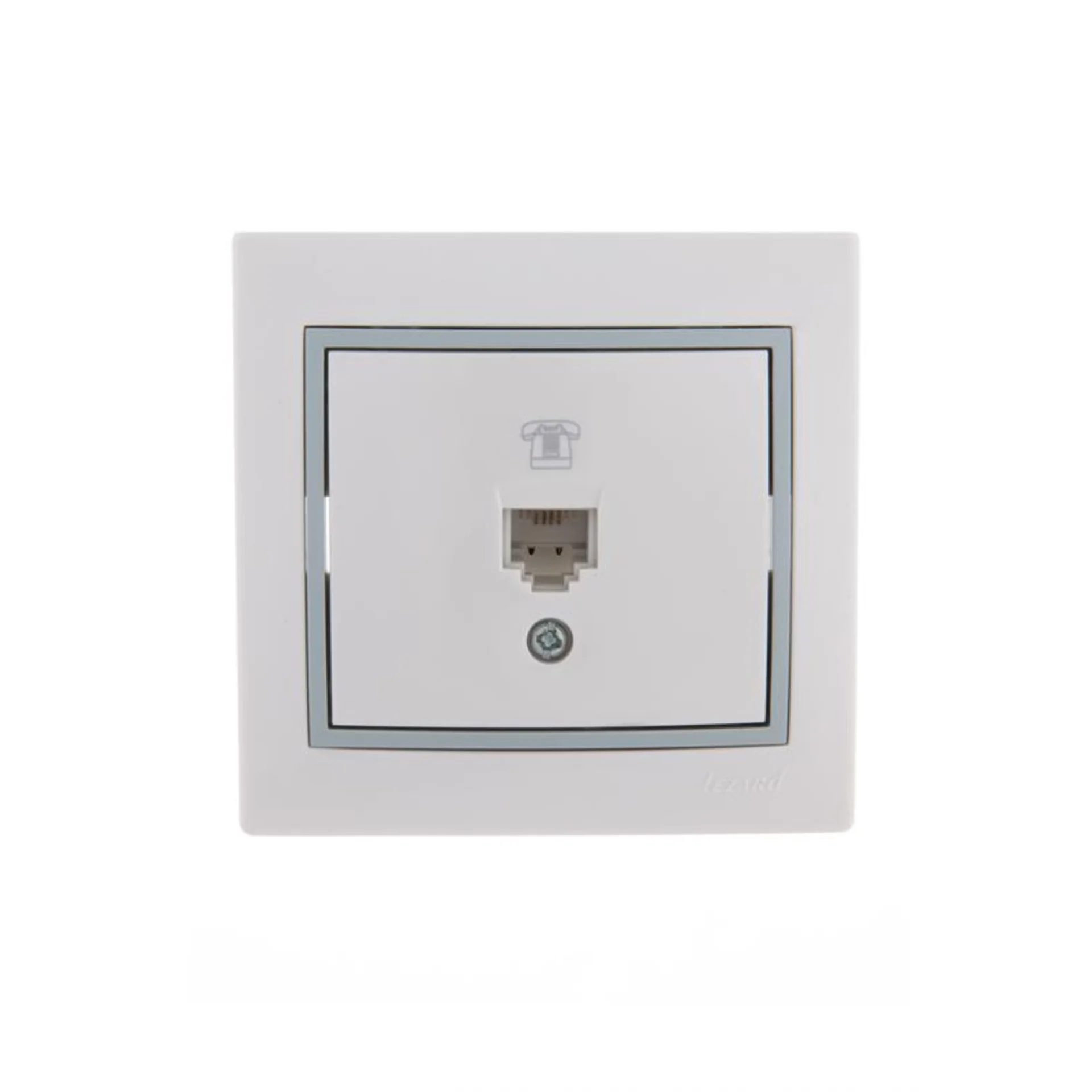 Розетка телефонная 1-м СП Mira RJ11 бел./сер. LEZARD 701-0215-137