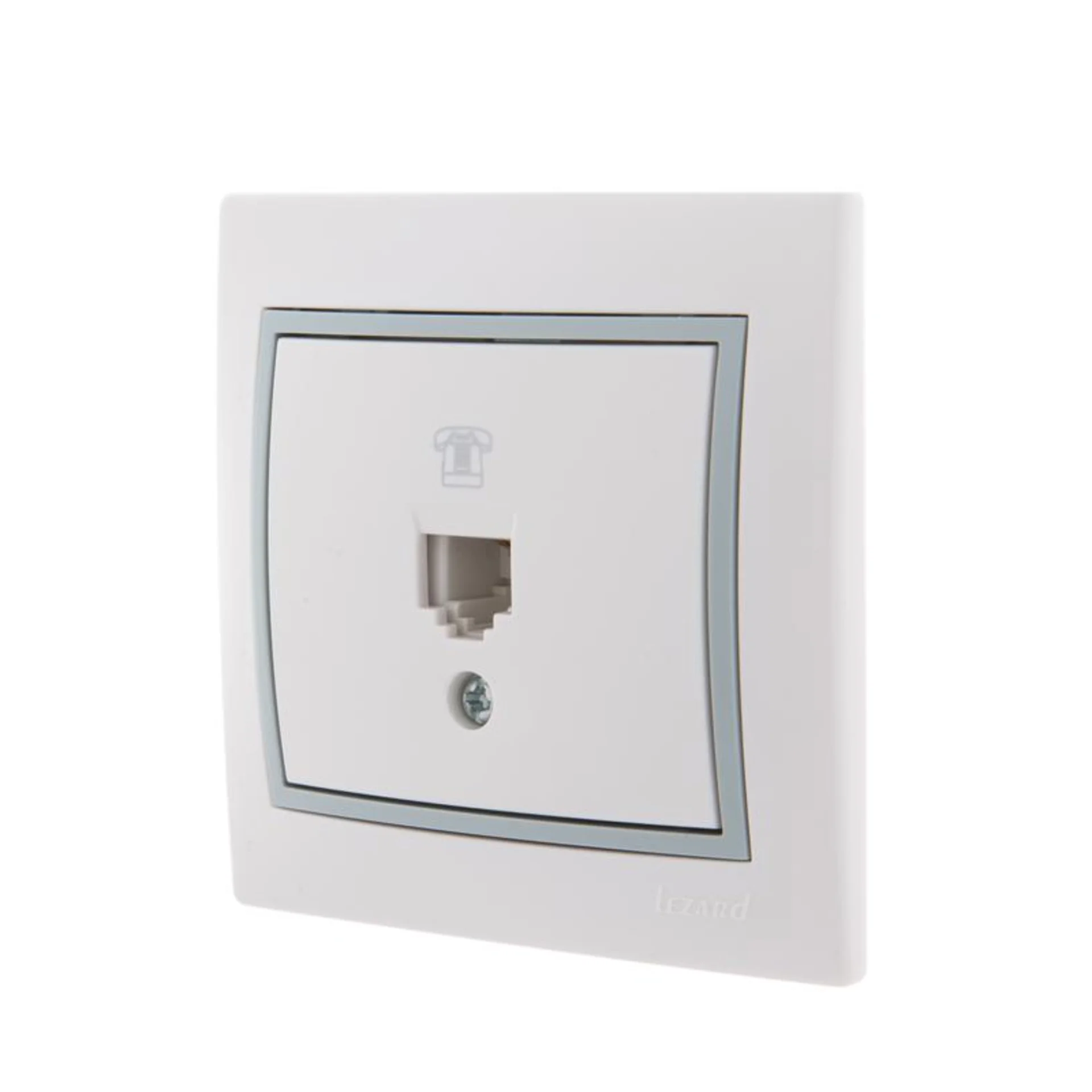 Розетка телефонная 1-м СП Mira RJ11 бел./сер. LEZARD 701-0215-137