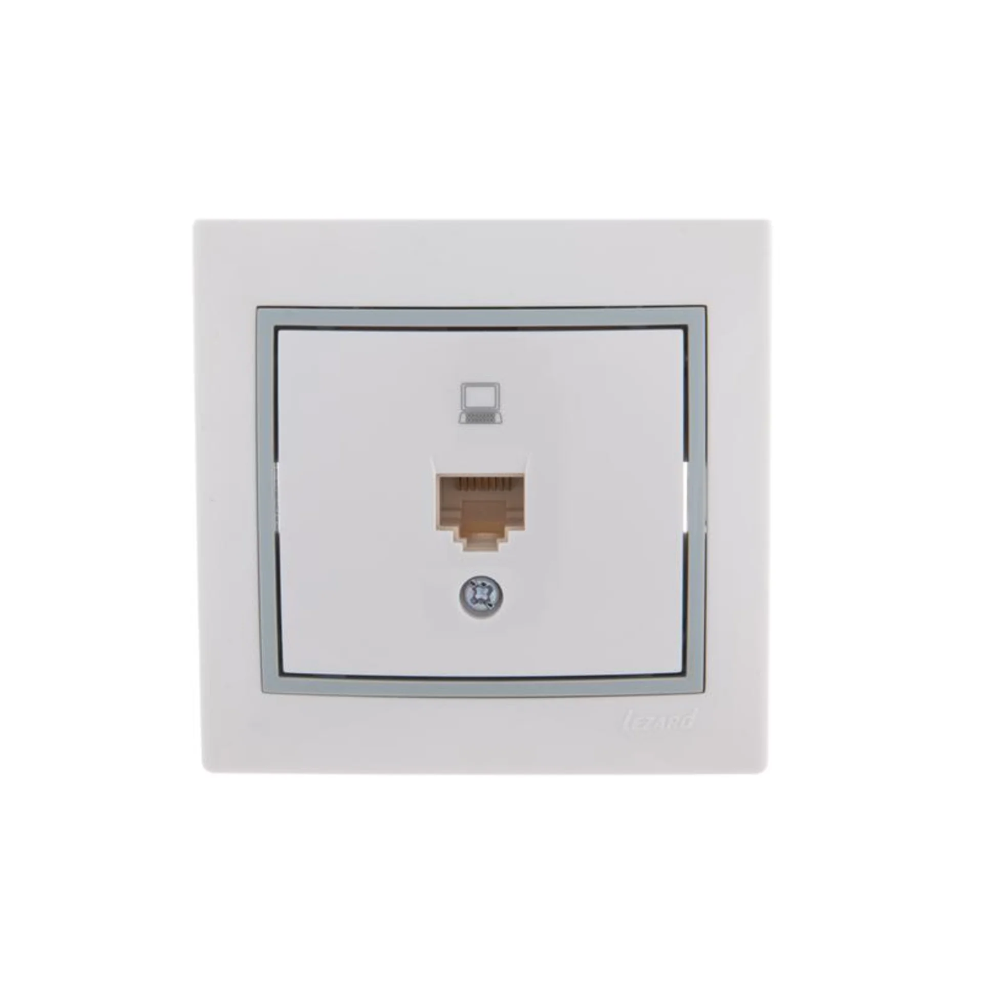 Розетка компьютерная 1-м СП Mira RJ45 бел./сер. LEZARD 701-0215-139