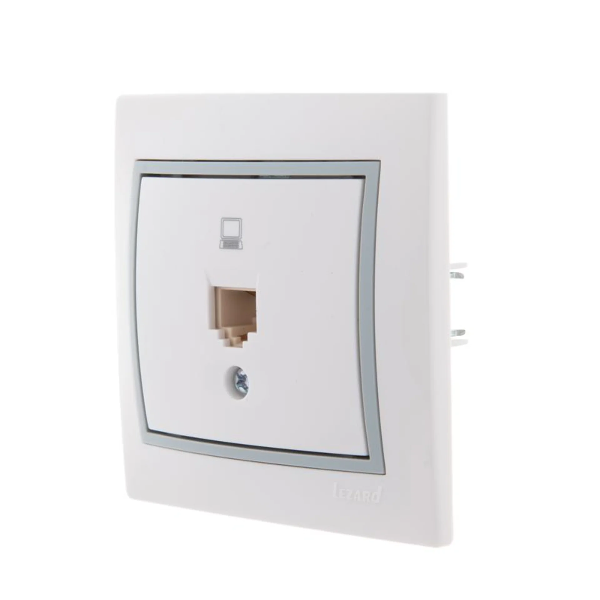 Розетка компьютерная 1-м СП Mira RJ45 бел./сер. LEZARD 701-0215-139