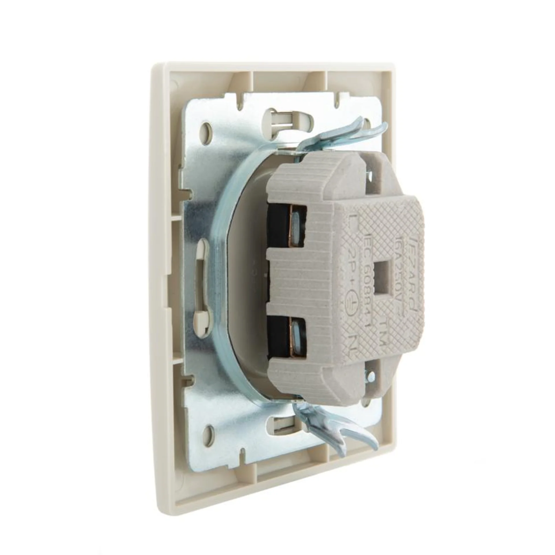 Розетка 1-м СП Mira 16А IP20 без заземл. со вставкой керамика крем. LEZARD 701-0303-121