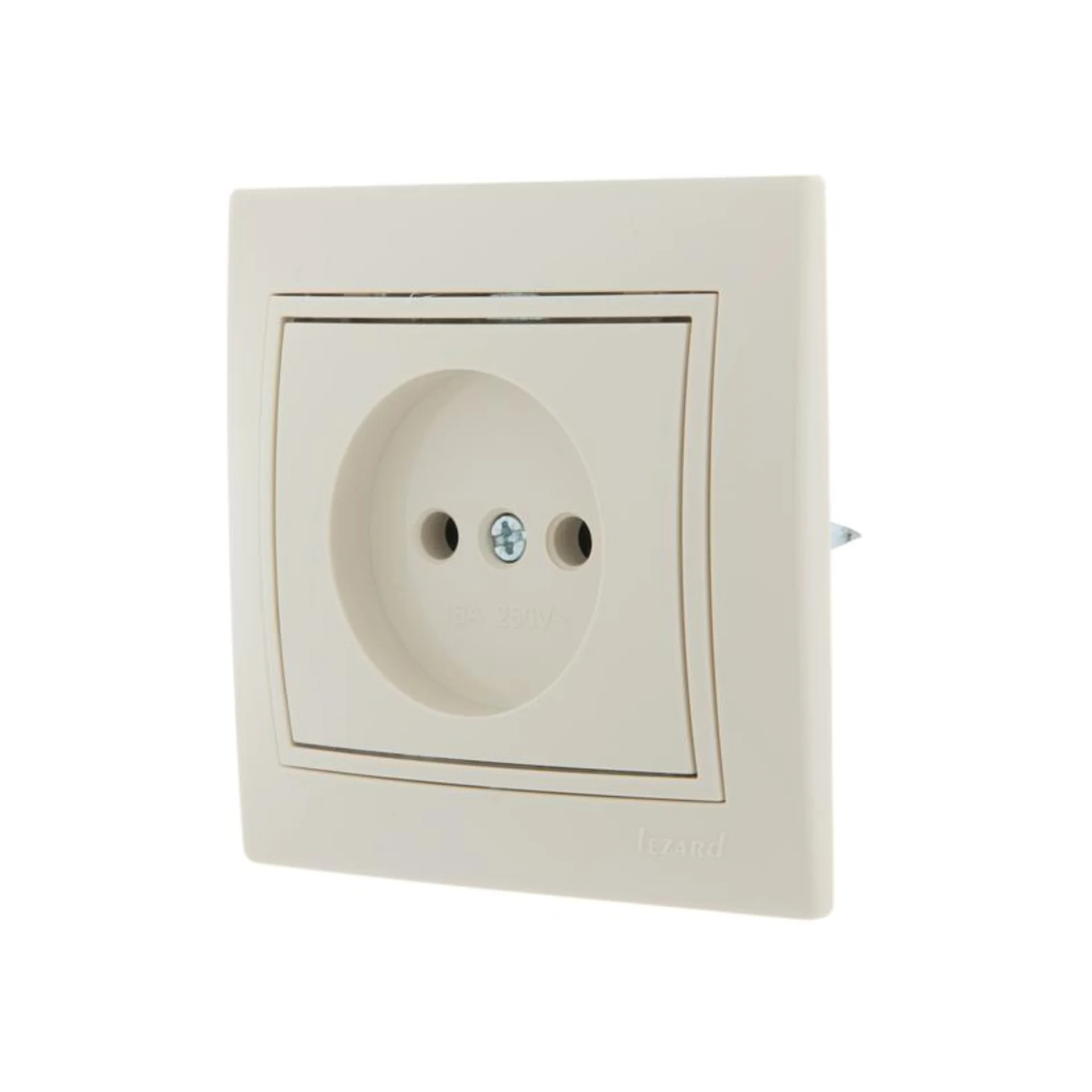 Розетка 1-м СП Mira 16А IP20 без заземл. со вставкой керамика крем. LEZARD 701-0303-121