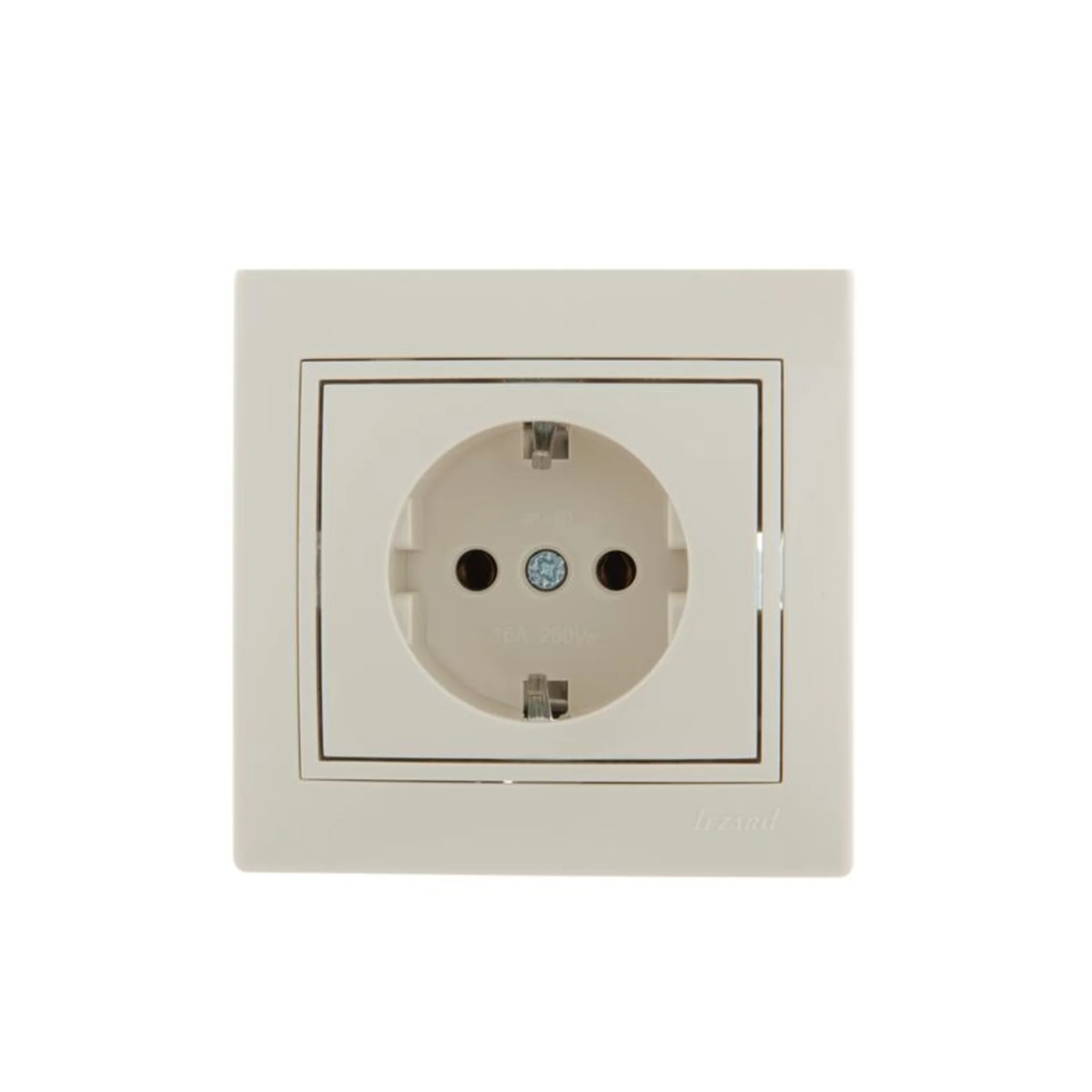 Розетка 1-м СП Mira 16А IP20 с заземл. со вставкой керамика крем. LEZARD 701-0303-122