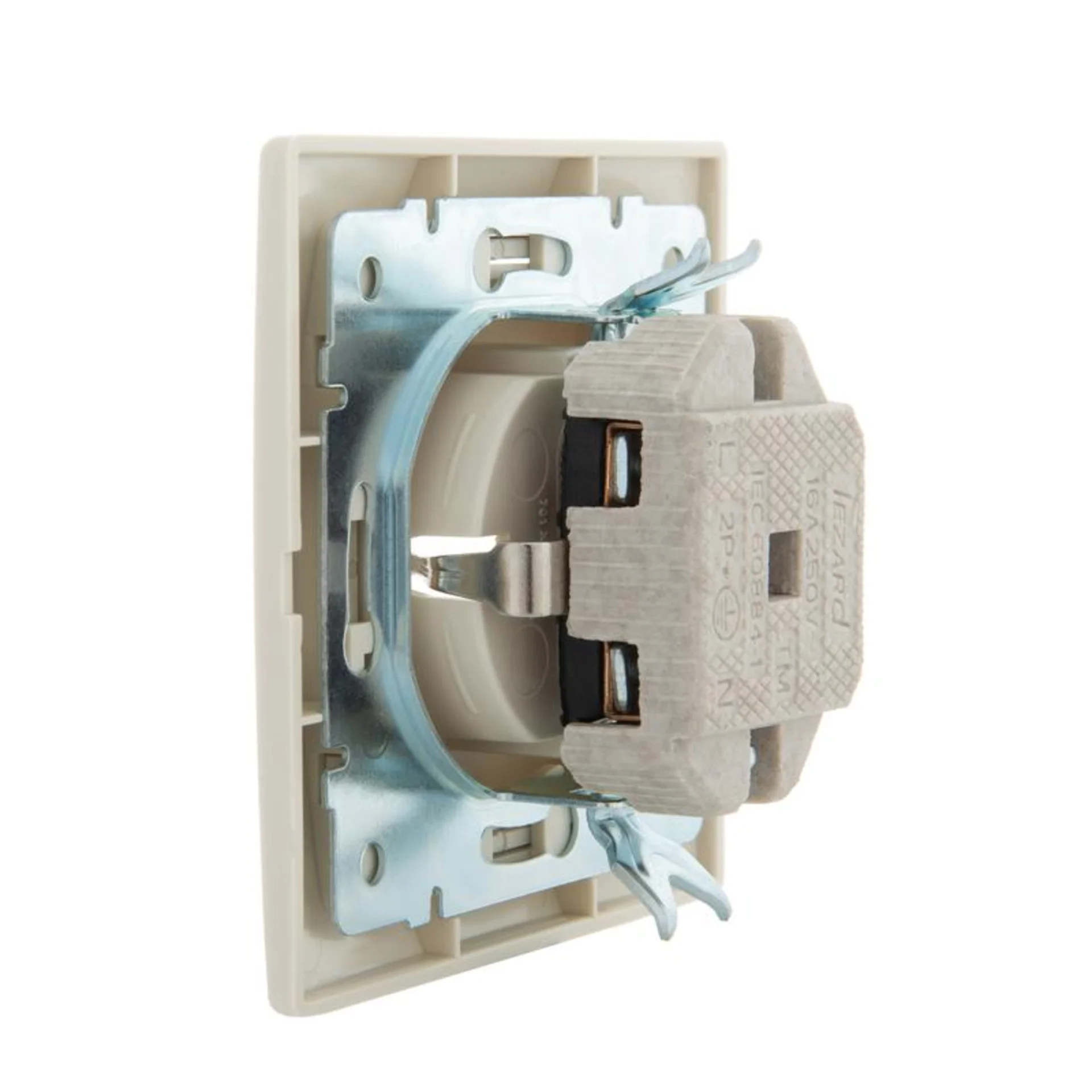 Розетка 1-м СП Mira 16А IP20 с заземл. со вставкой керамика крем. LEZARD 701-0303-122