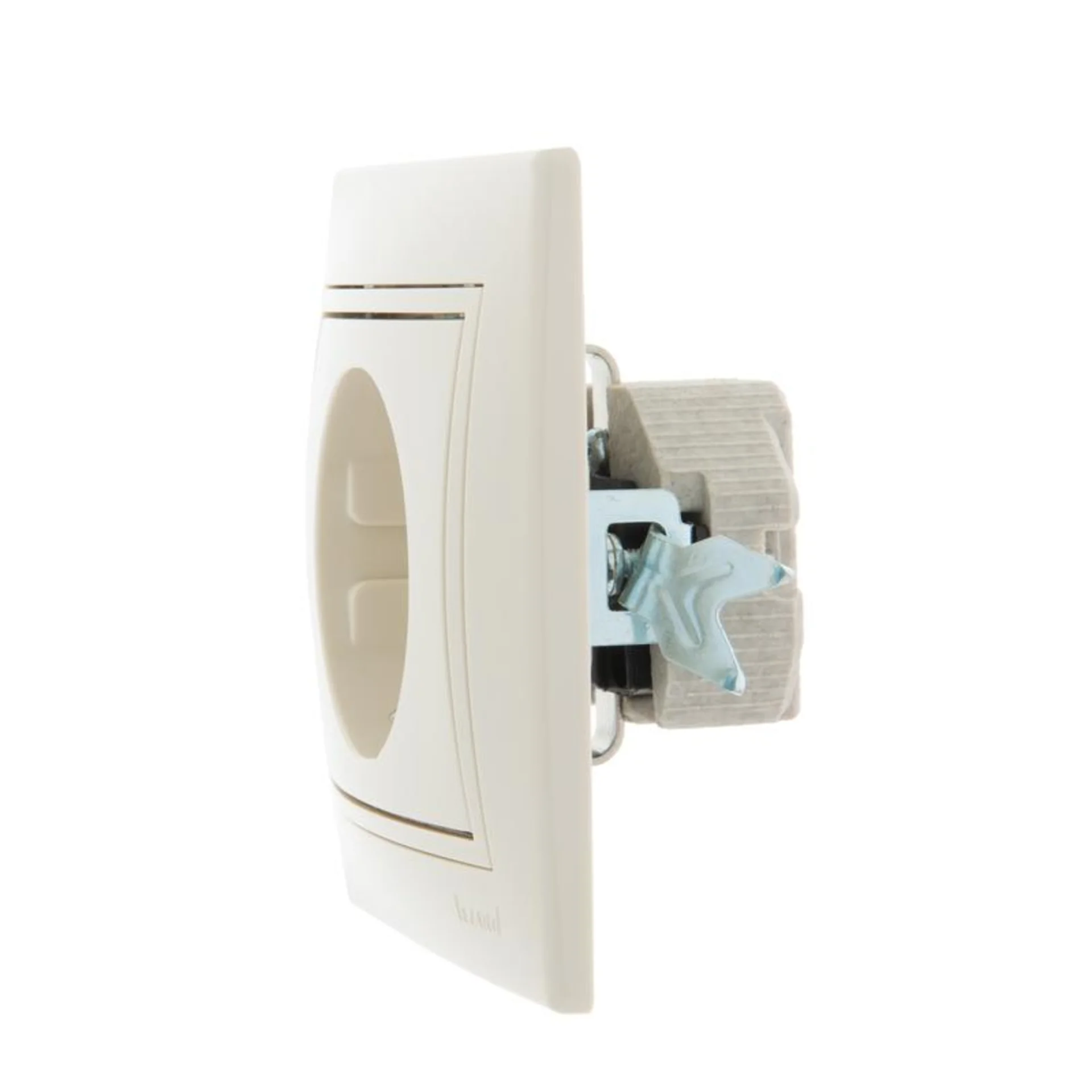 Розетка 1-м СП Mira 16А IP20 с заземл. со вставкой керамика крем. LEZARD 701-0303-122