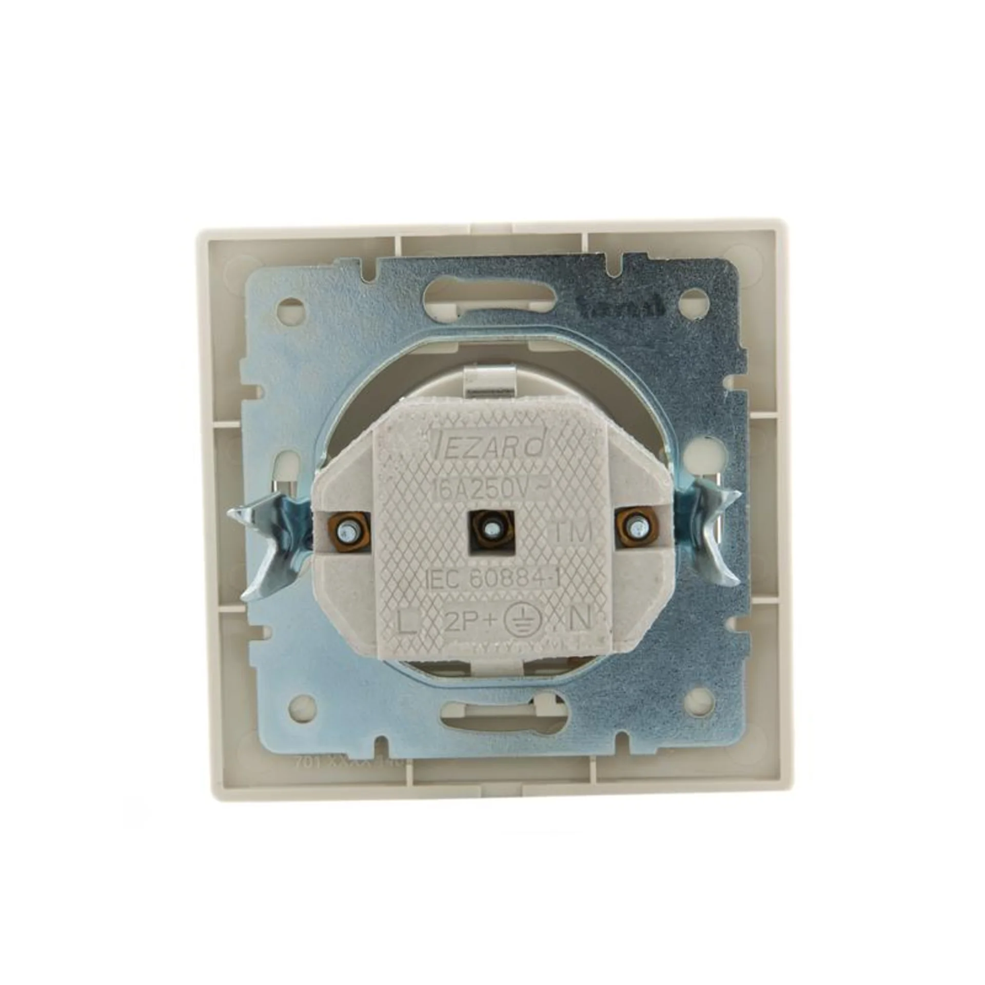 Розетка 1-м СП Mira 16А IP20 с заземл. с защ. крышкой со вставкой керамика крем. LEZARD 701-0303-123