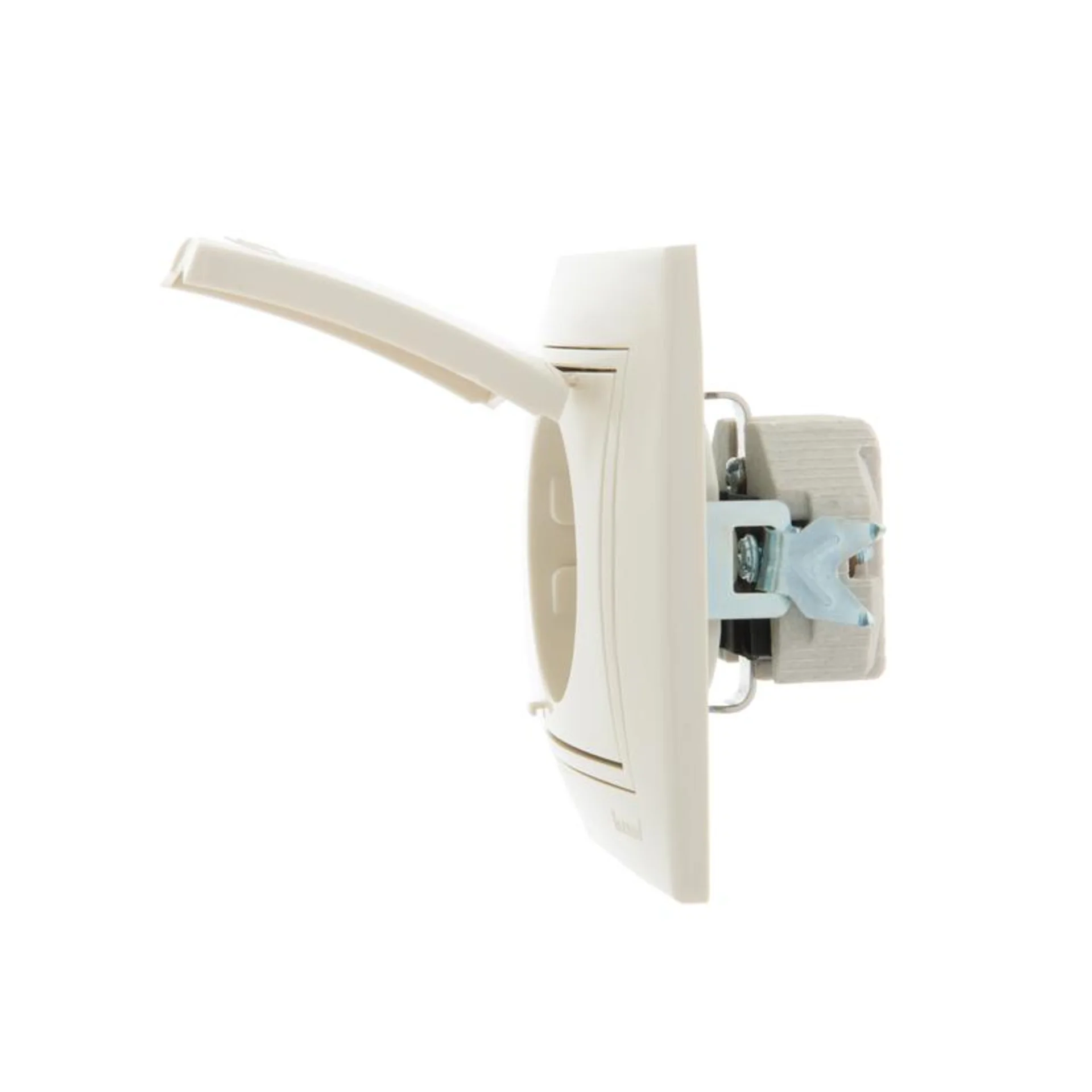 Розетка 1-м СП Mira 16А IP20 с заземл. с защ. крышкой со вставкой керамика крем. LEZARD 701-0303-123