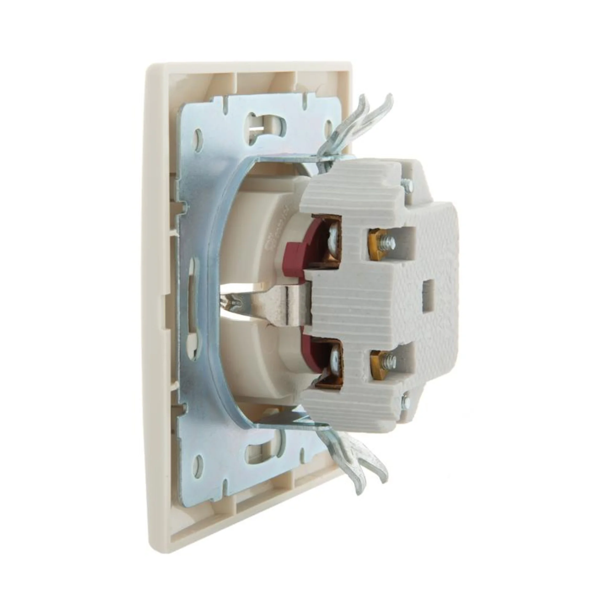 Розетка 1-м СП Mira 16А IP20 с заземл. защ. шторки со вставкой керамика крем. LEZARD 701-0303-124