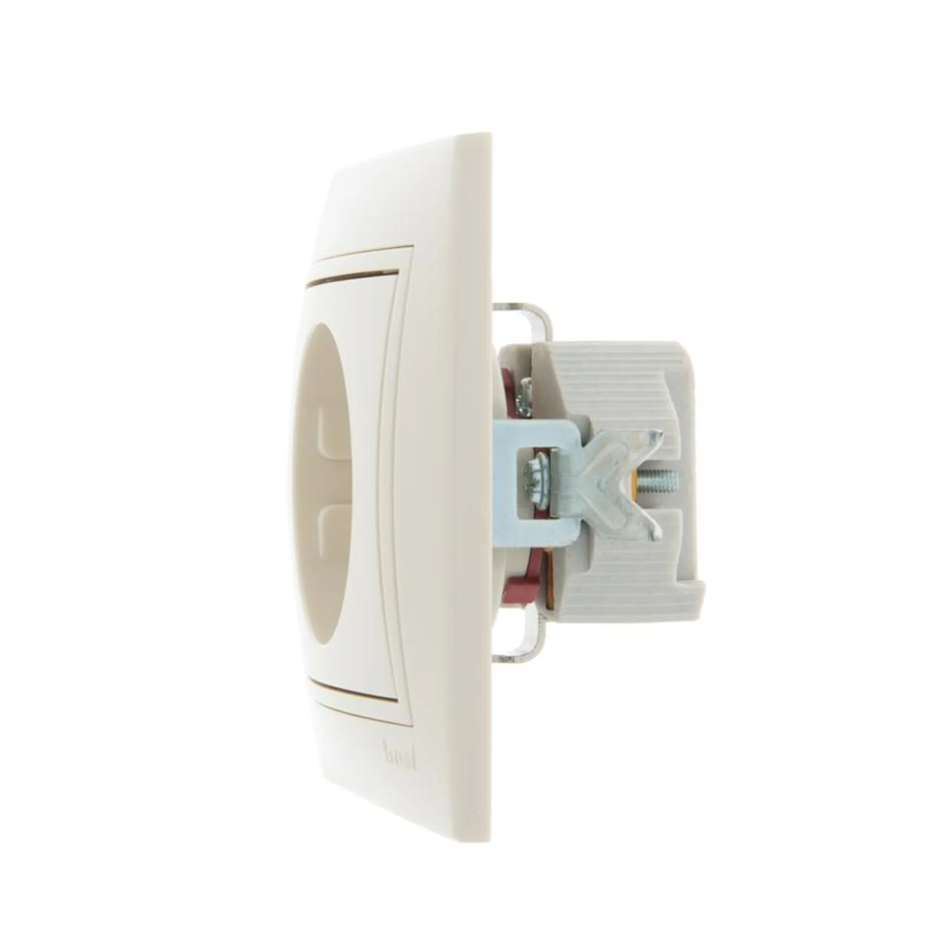 Розетка 1-м СП Mira 16А IP20 с заземл. защ. шторки со вставкой керамика крем. LEZARD 701-0303-124