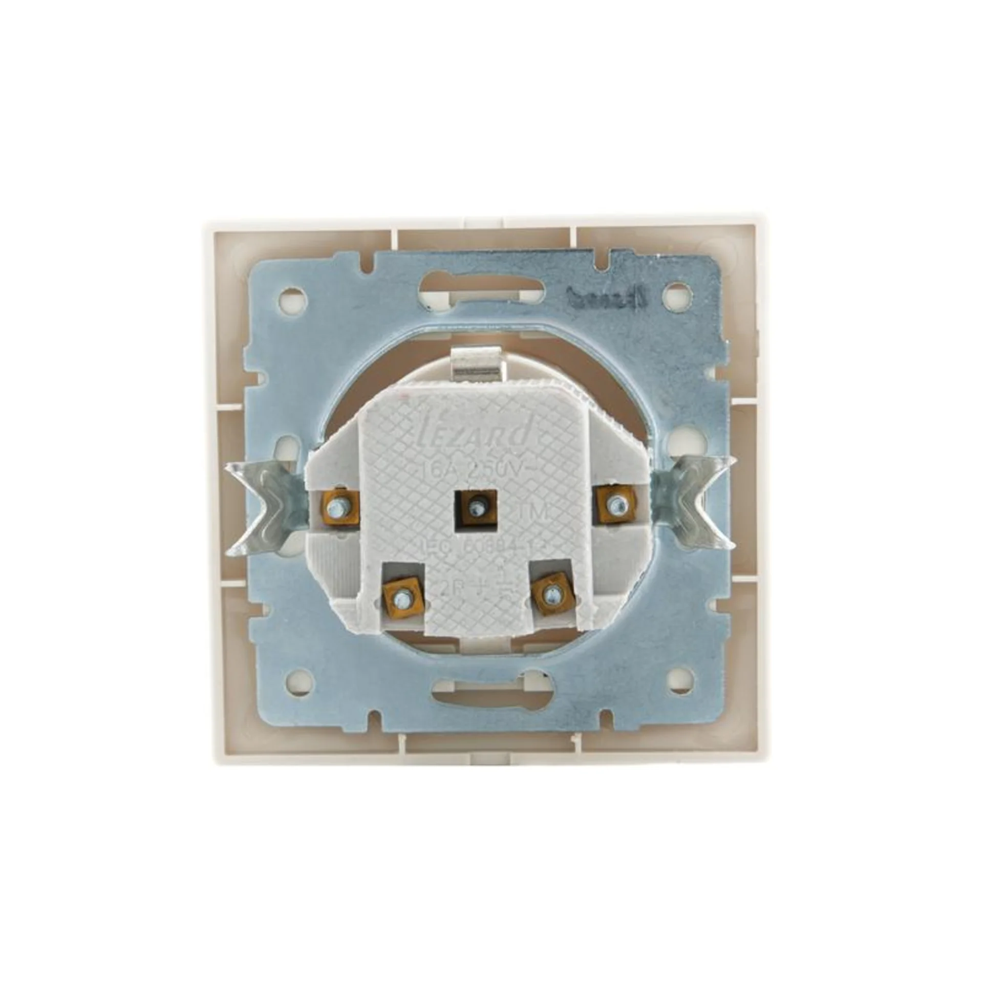 Розетка 1-м СП Mira 16А IP20 с заземл. защ. шторки со вставкой керамика крем. LEZARD 701-0303-124