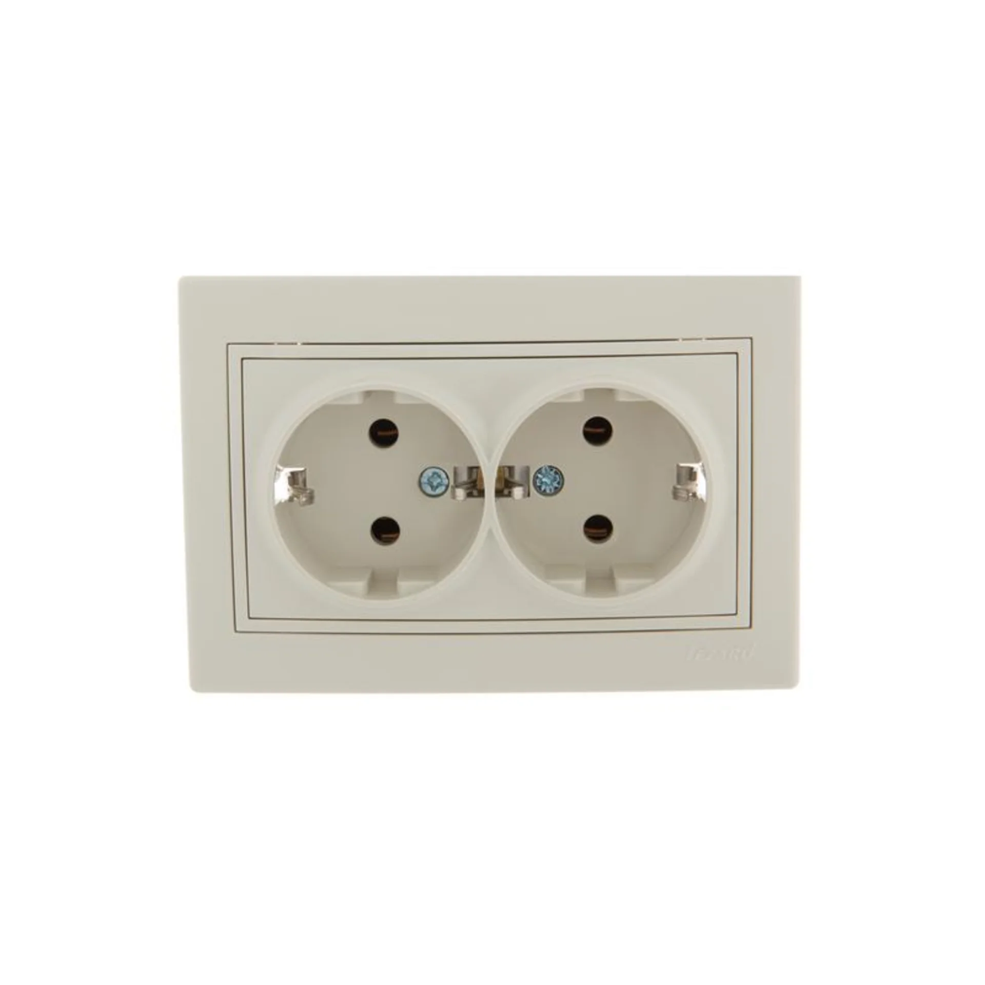 Розетка 2-м СП Mira 16А IP20 с заземл. со вставкой керамика крем. LEZARD 701-0303-127