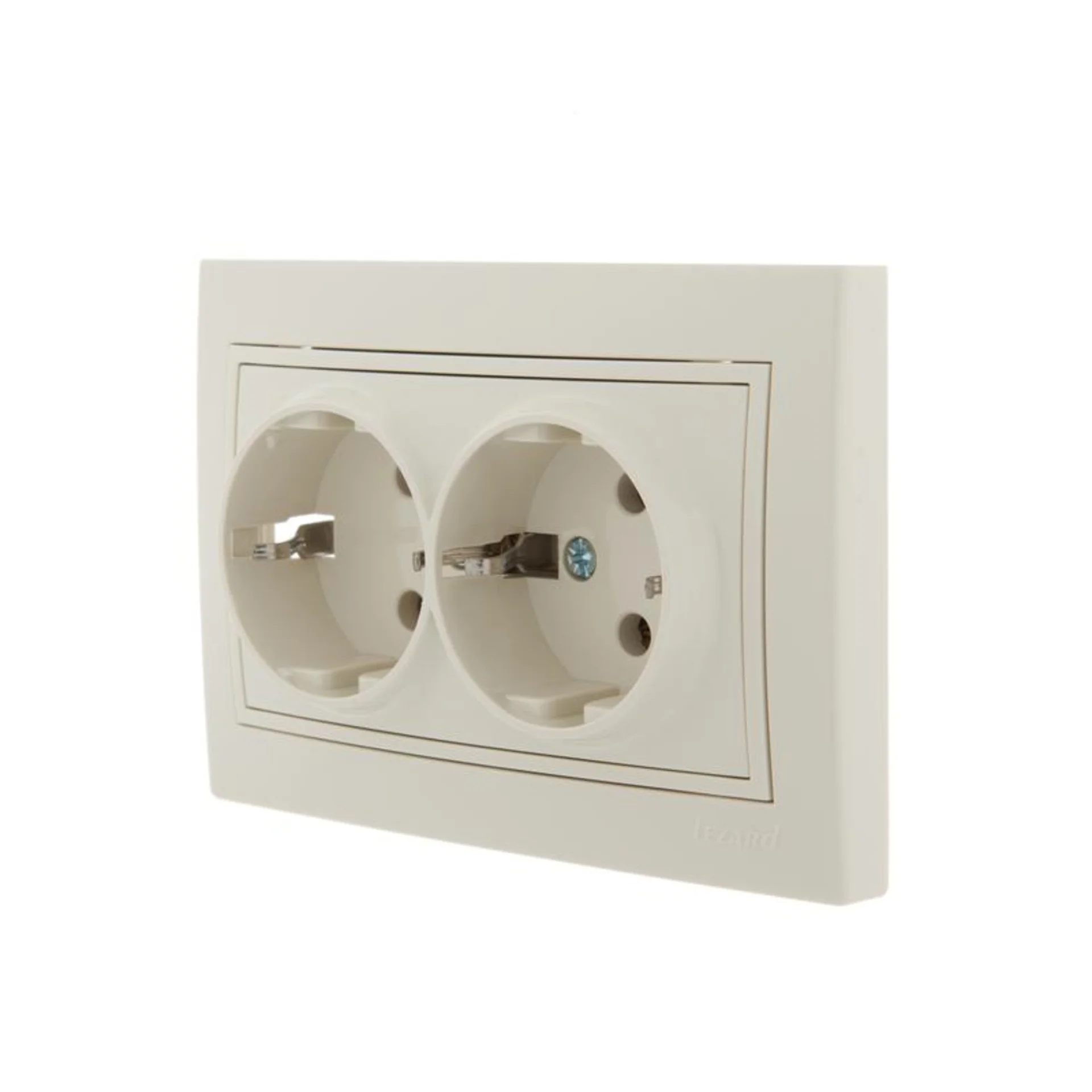 Розетка 2-м СП Mira 16А IP20 с заземл. со вставкой керамика крем. LEZARD 701-0303-127
