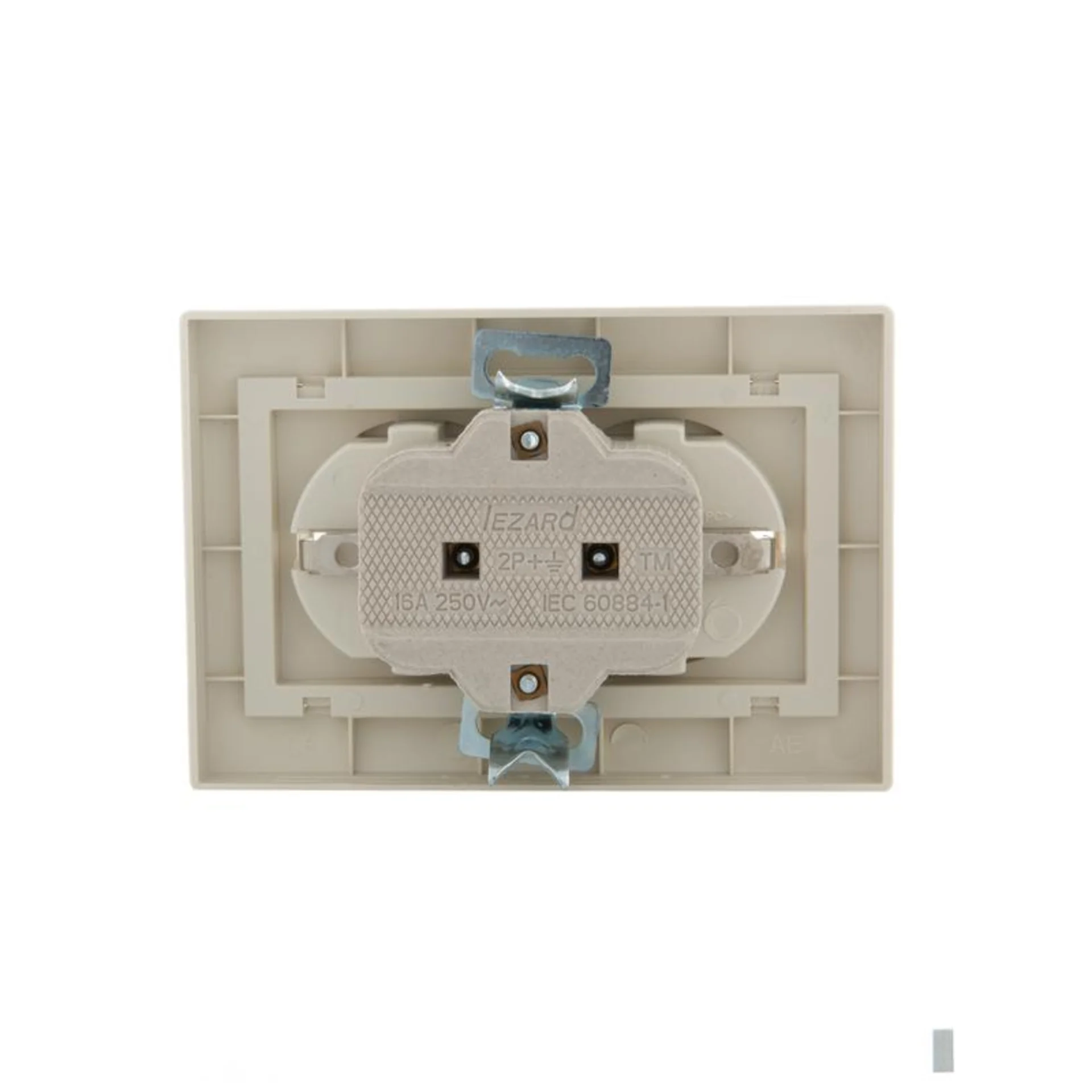 Розетка 2-м СП Mira 16А IP20 с заземл. со вставкой керамика крем. LEZARD 701-0303-127