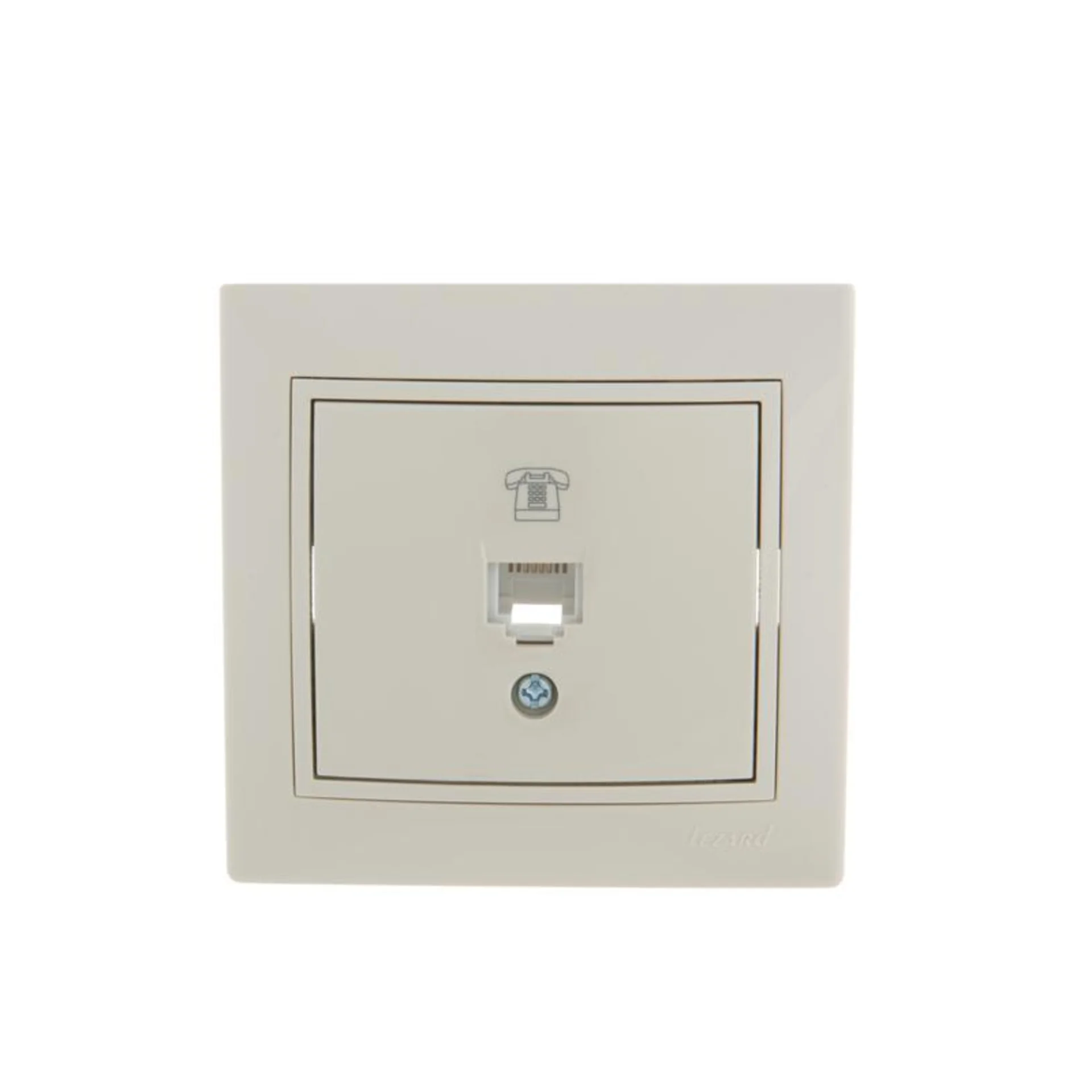 Розетка телефонная 1-м СП Mira RJ11 крем./крем.. LEZARD 701-0303-137