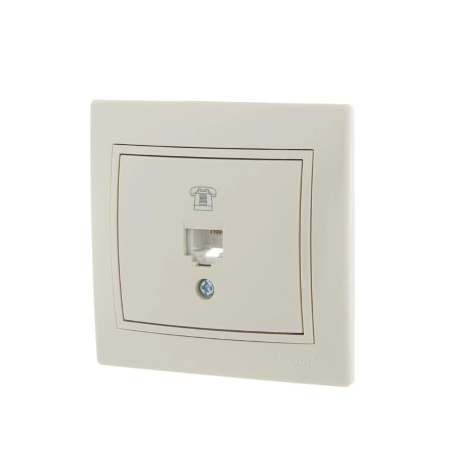 Розетка телефонная 1-м СП Mira RJ11 крем./крем.. LEZARD 701-0303-137