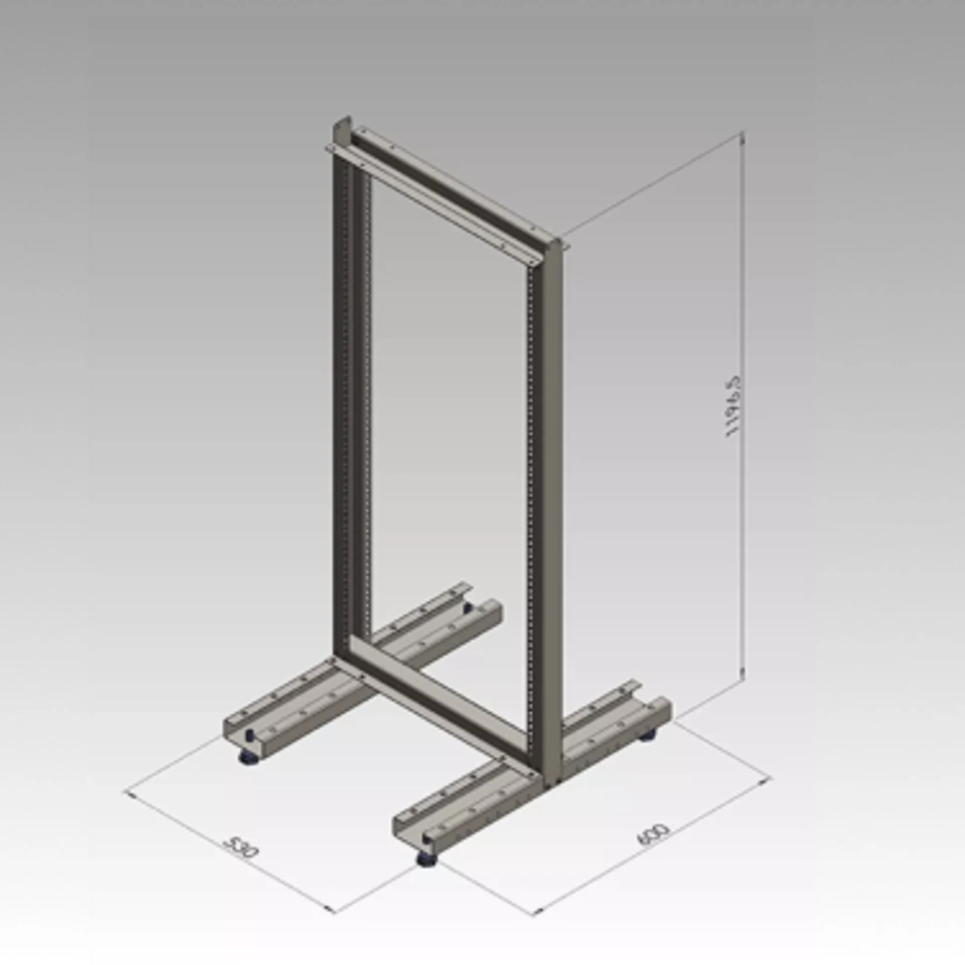 Стойка монтажная однорамная 24U 1230x530x600мм