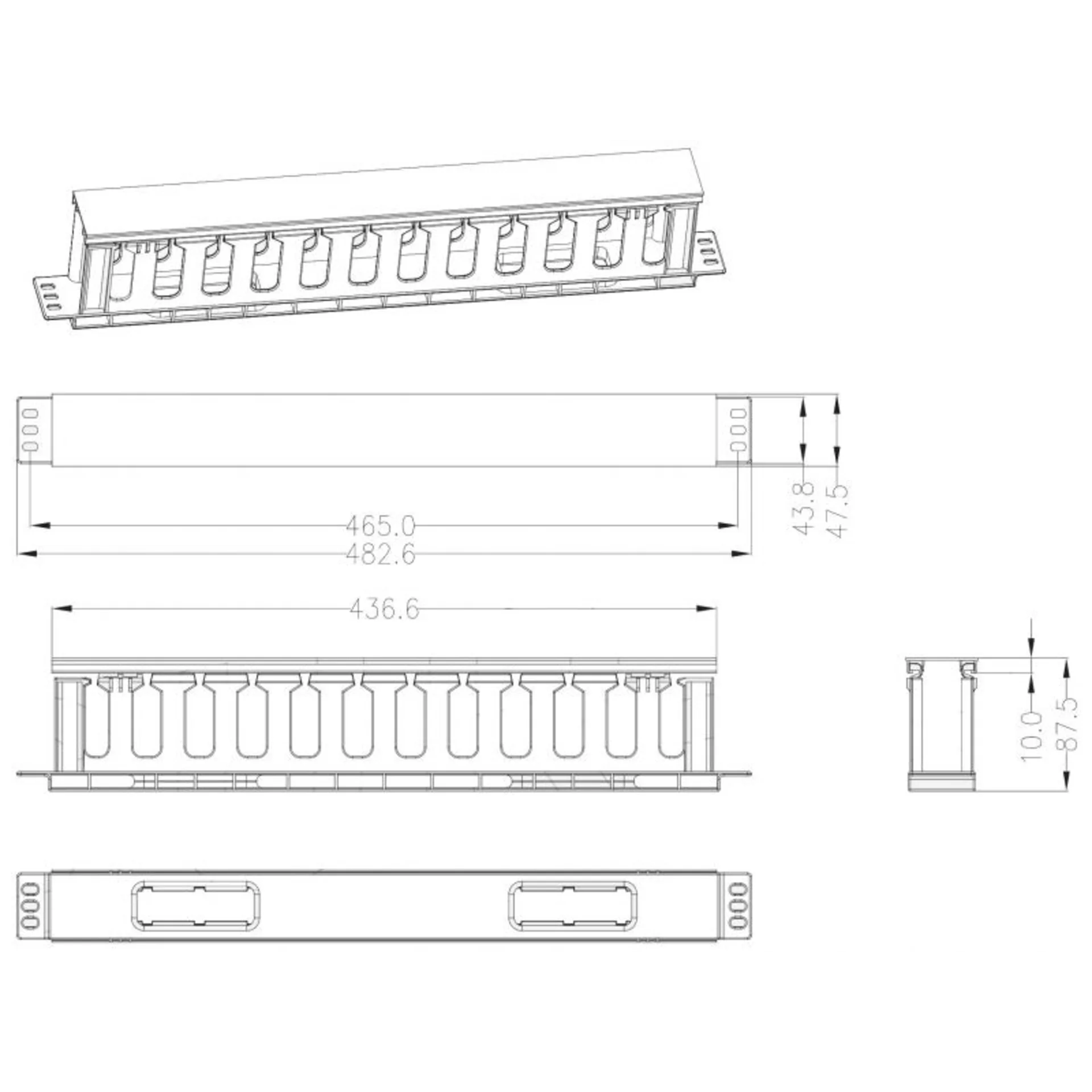 Кабельный органайзер пластиковый, 1U