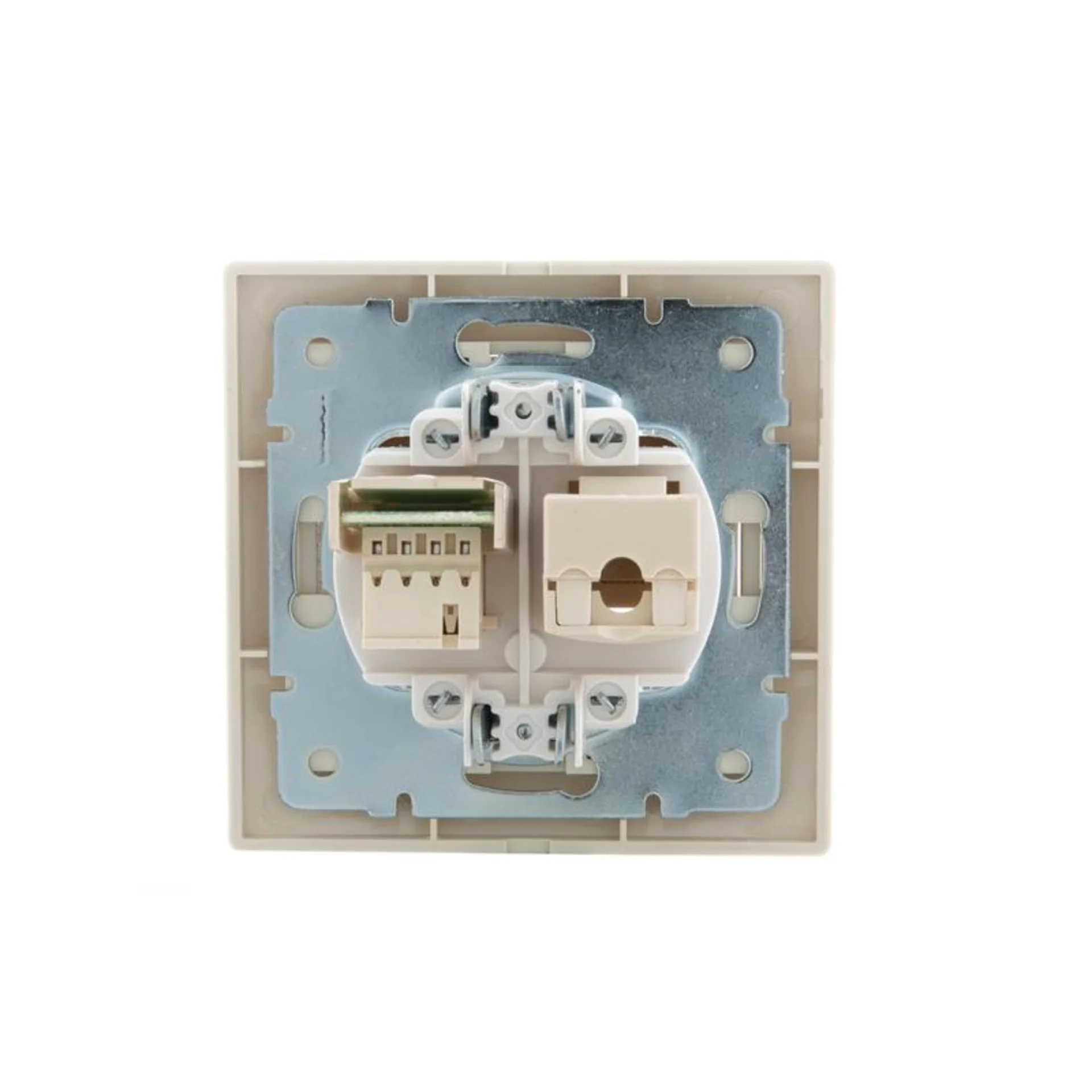 Розетка компьютерная + телефонная 2-м СП Mira RJ45 + RJ11 крем./крем.. LEZARD 701-0303-143