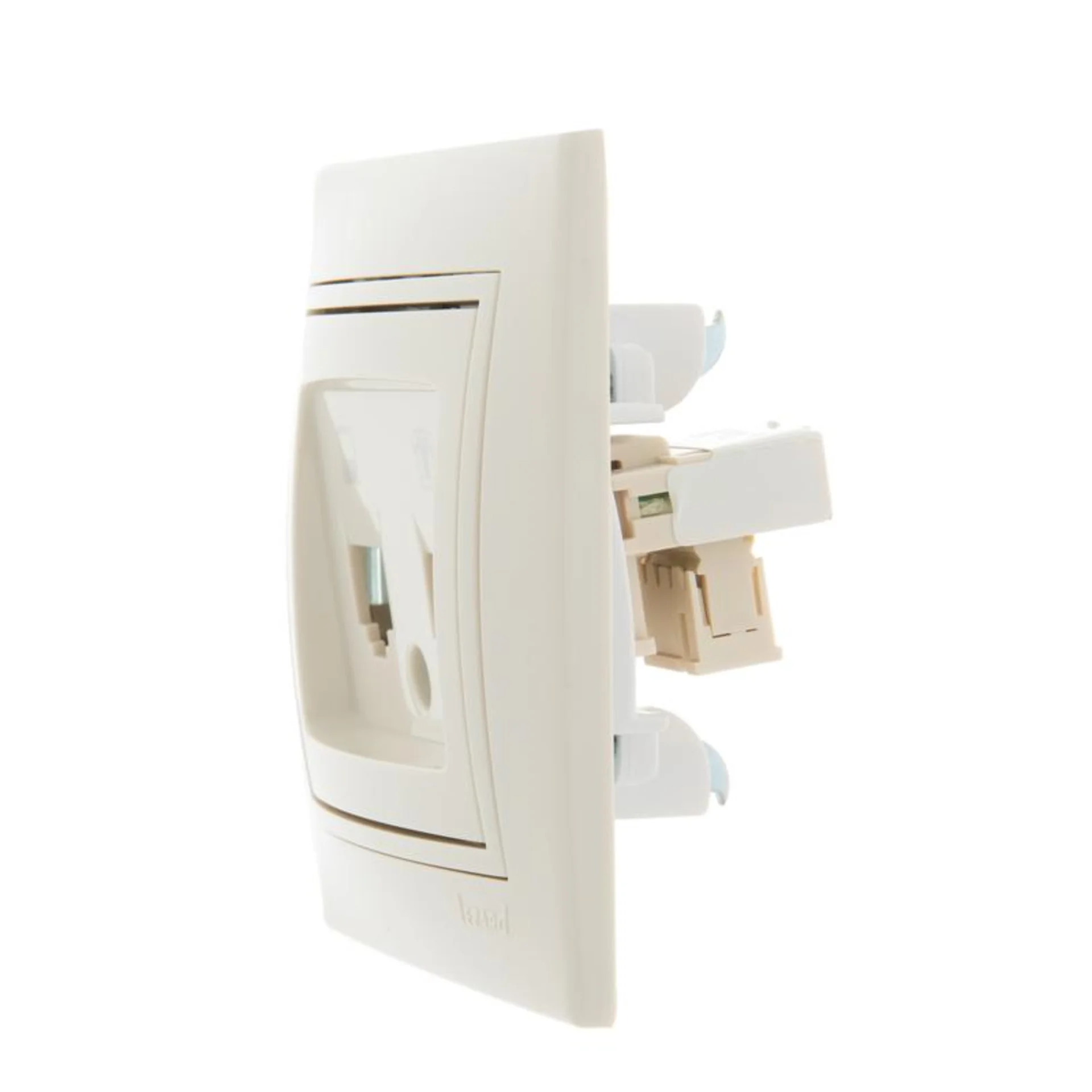 Розетка компьютерная + телефонная 2-м СП Mira RJ45 + RJ11 крем./крем.. LEZARD 701-0303-143