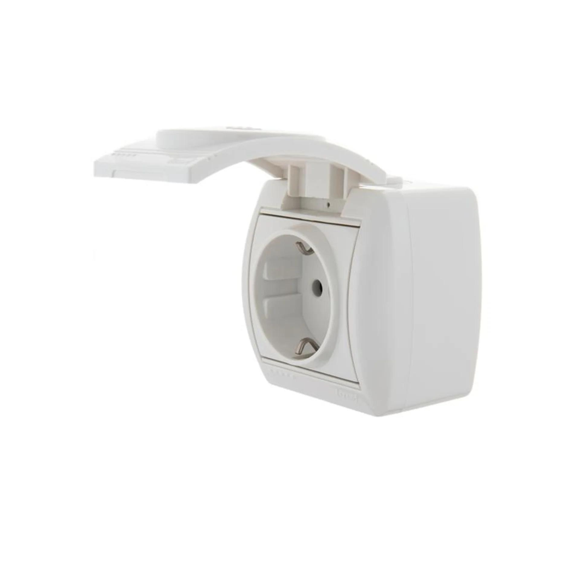 Розетка 1-м ОП Nata 16А IP20 с заземл. с защ. крышкой керамика бел. LEZARD 710-0200-123