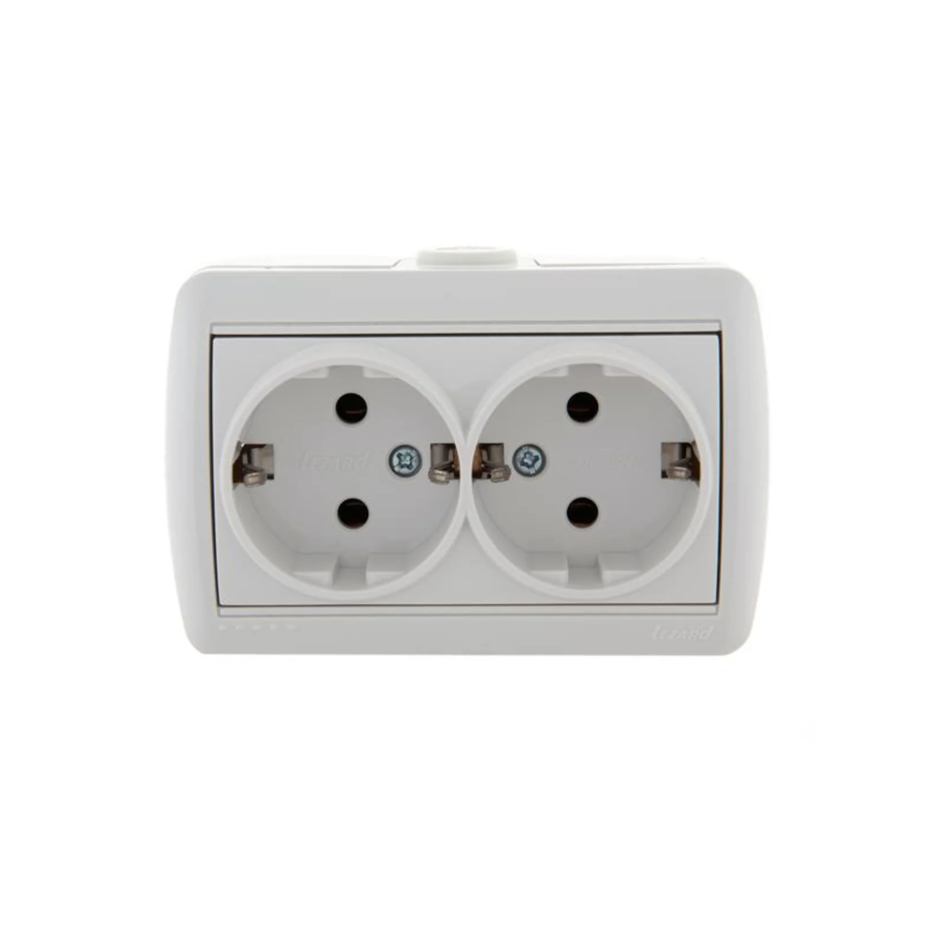 Розетка 2-м ОП Nata 16А IP20 с заземл. керамика бел. LEZARD 710-0200-127