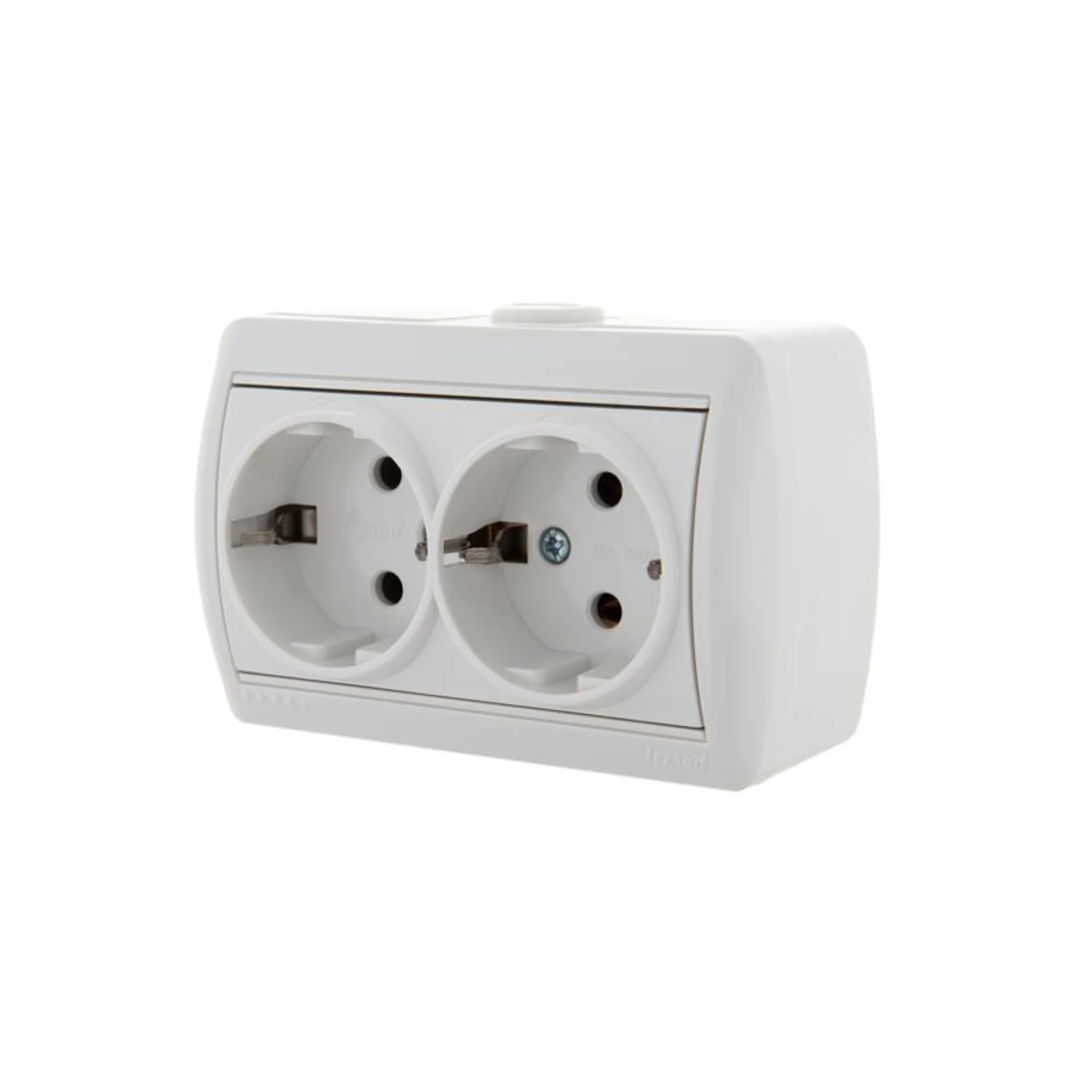 Розетка 2-м ОП Nata 16А IP20 с заземл. керамика бел. LEZARD 710-0200-127
