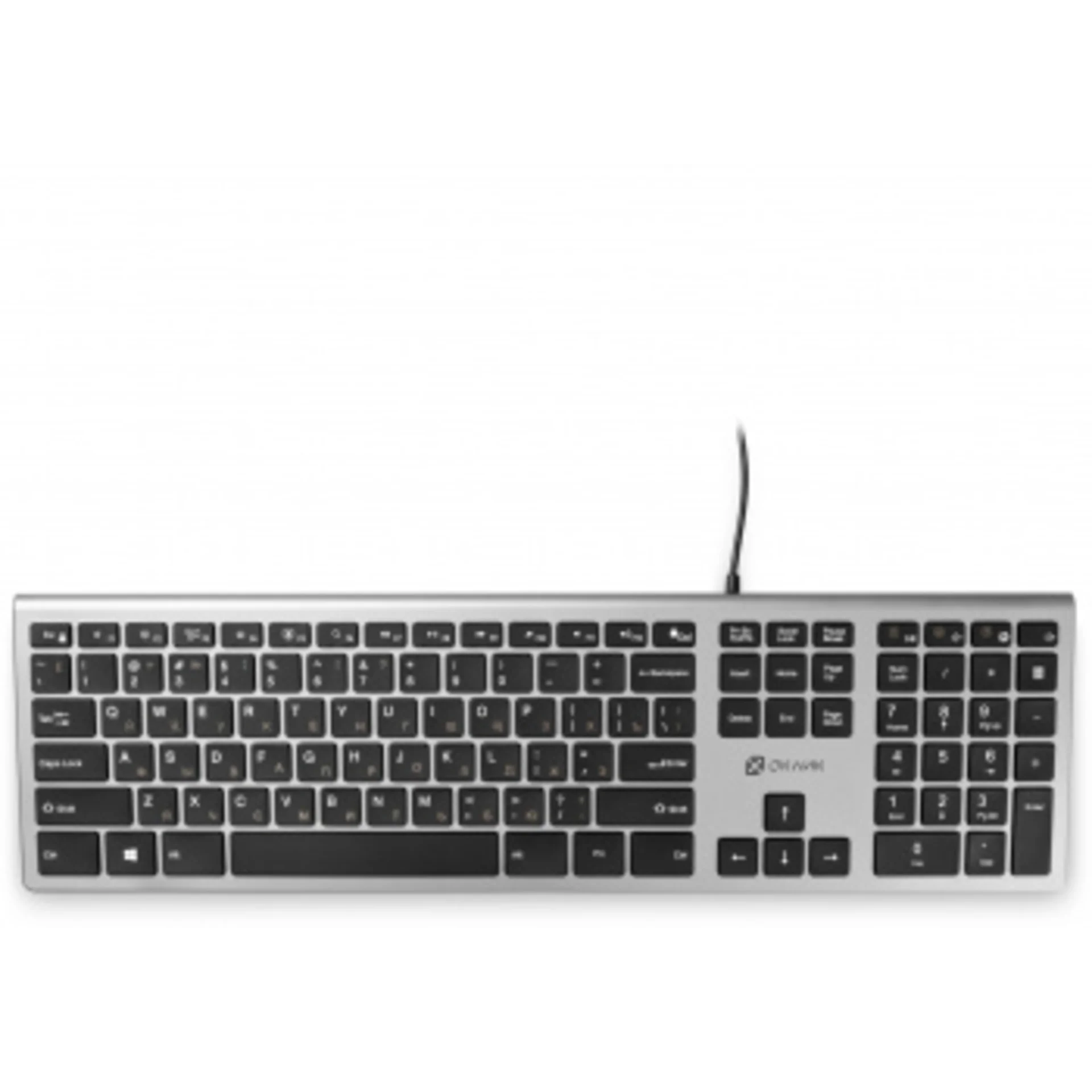 Клавиатура Оклик 890S серый/черный USB slim Multimedia (1784239)