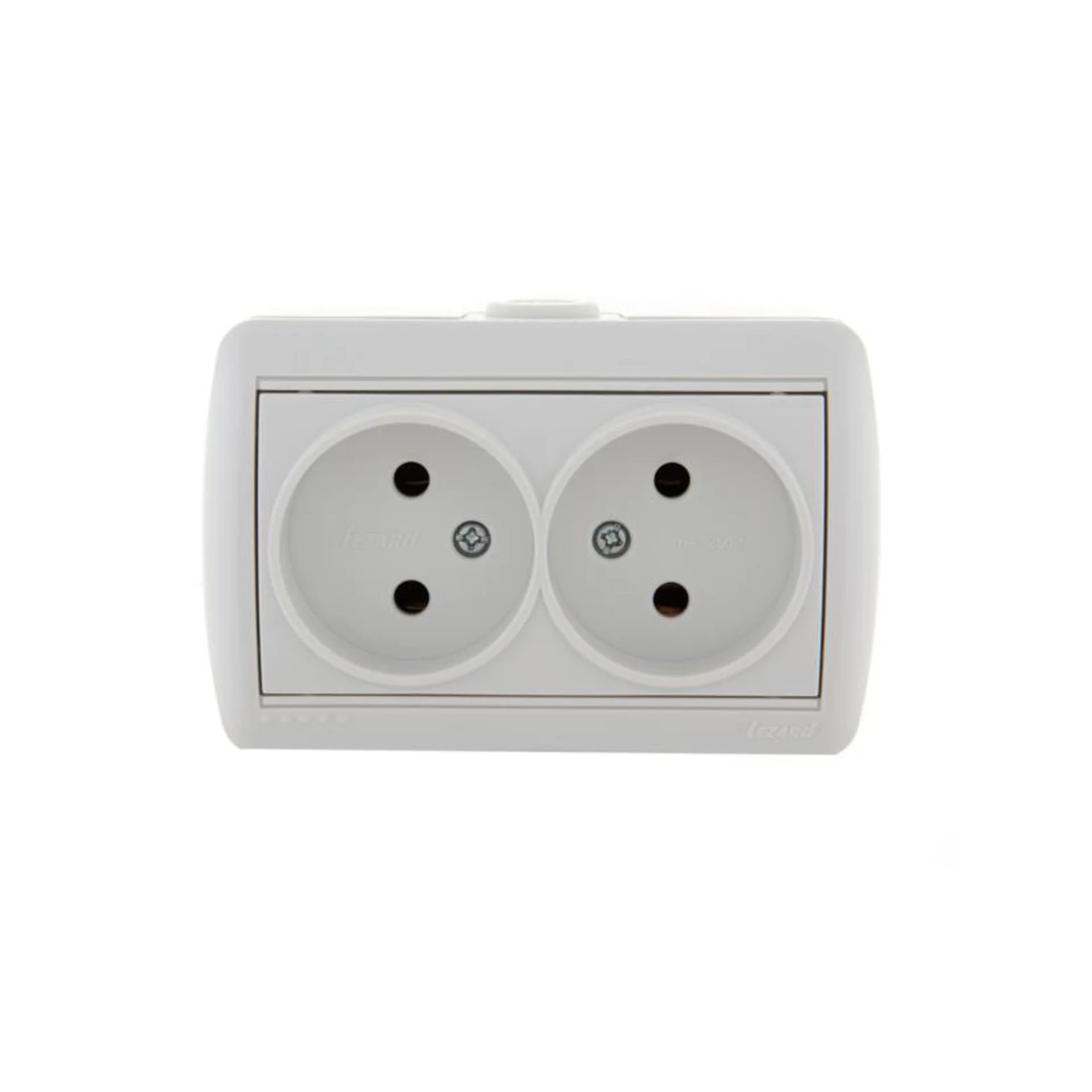 Розетка 2-м ОП Nata 16А IP20 без заземл. керамика бел. LEZARD 710-0200-128