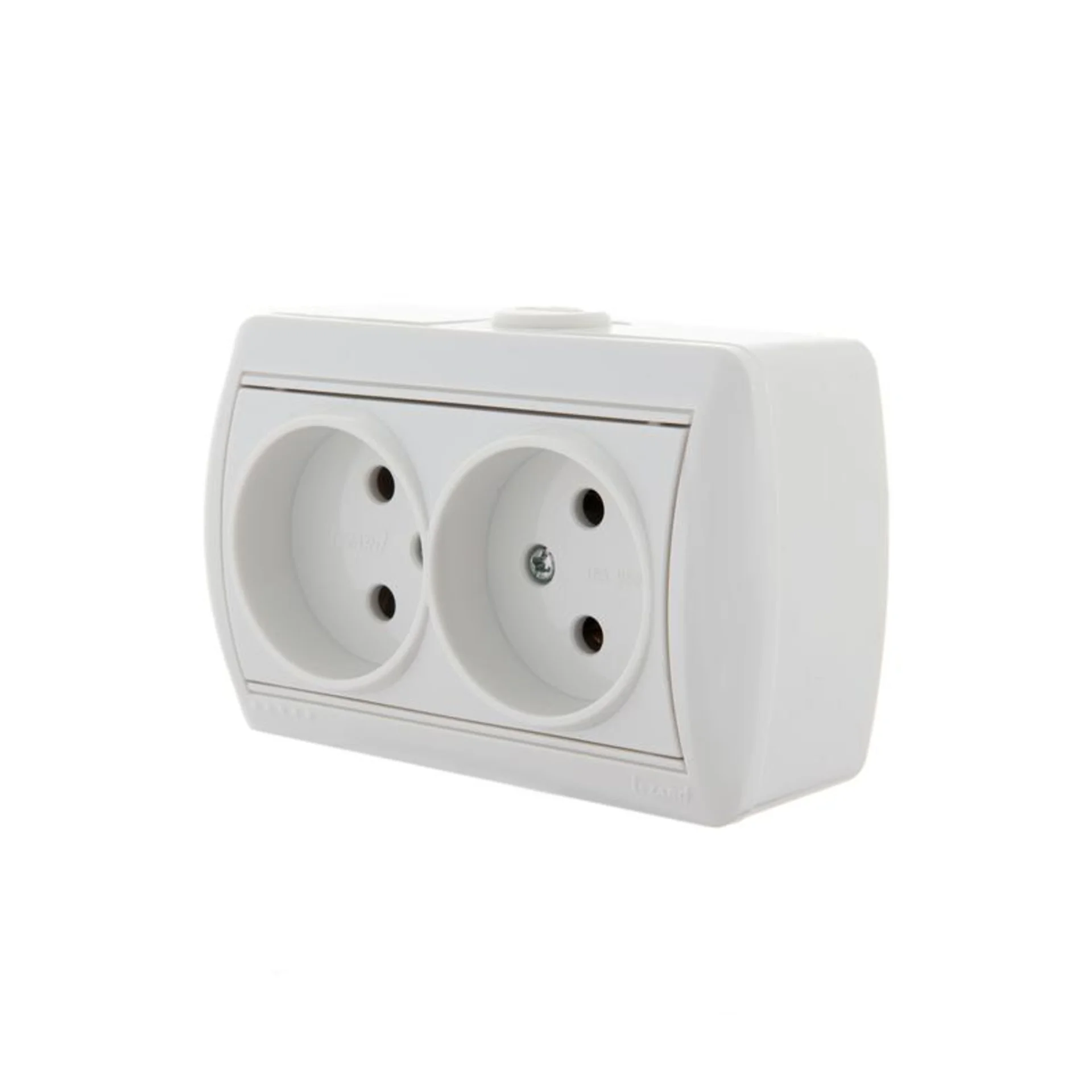 Розетка 2-м ОП Nata 16А IP20 без заземл. керамика бел. LEZARD 710-0200-128