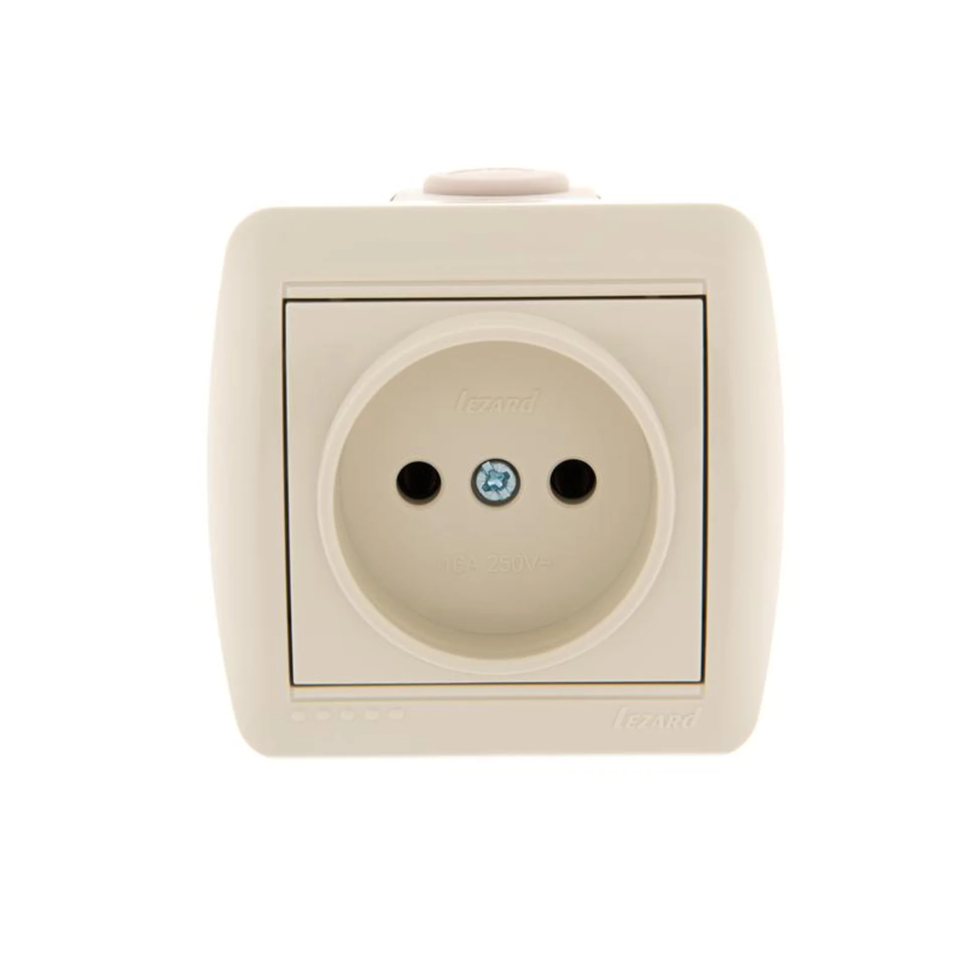 Розетка 1-м ОП Nata 16А IP20 без заземл. керамика крем. LEZARD 710-0300-121