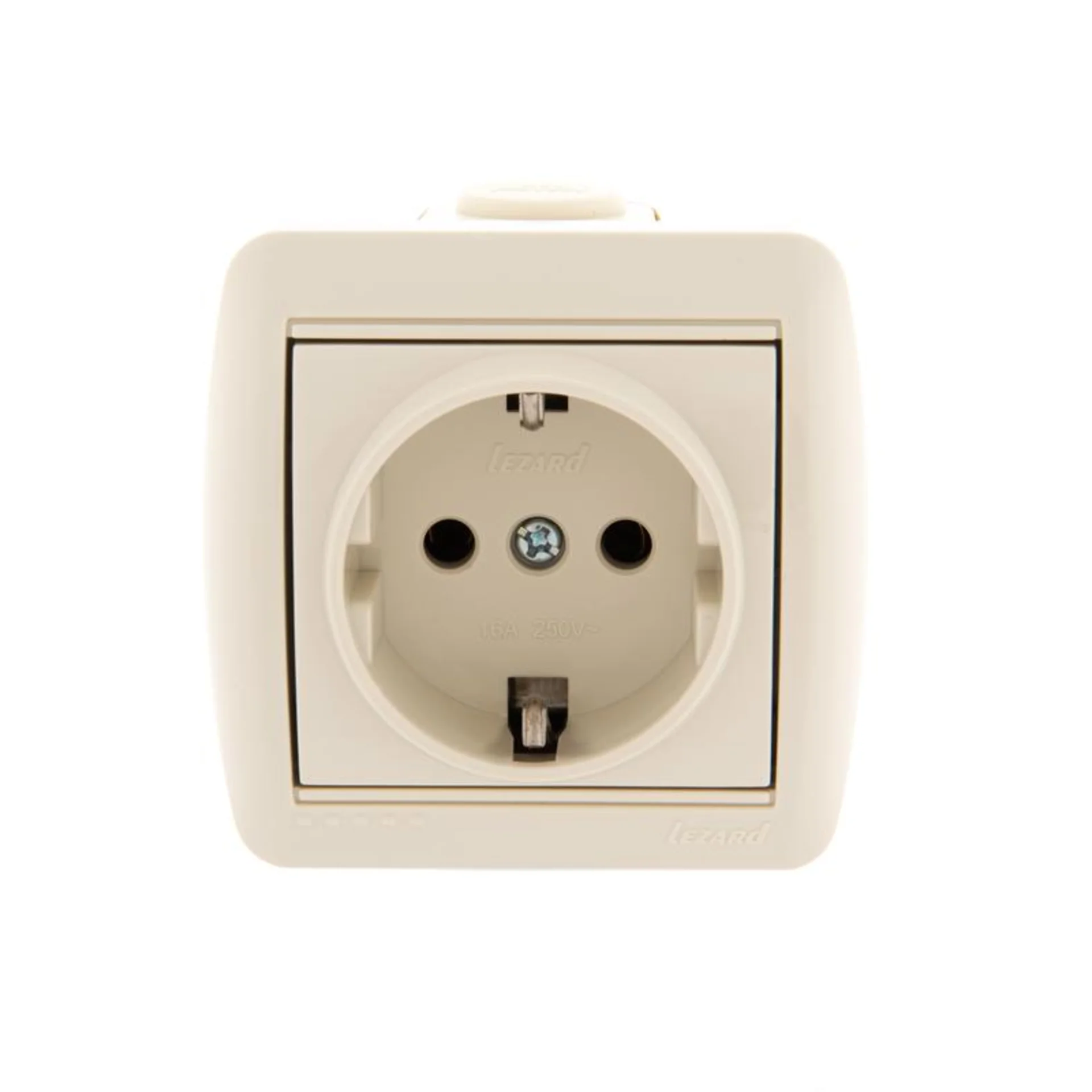 Розетка 1-м ОП Nata 16А IP20 с заземл. керамика крем. LEZARD 710-0300-122