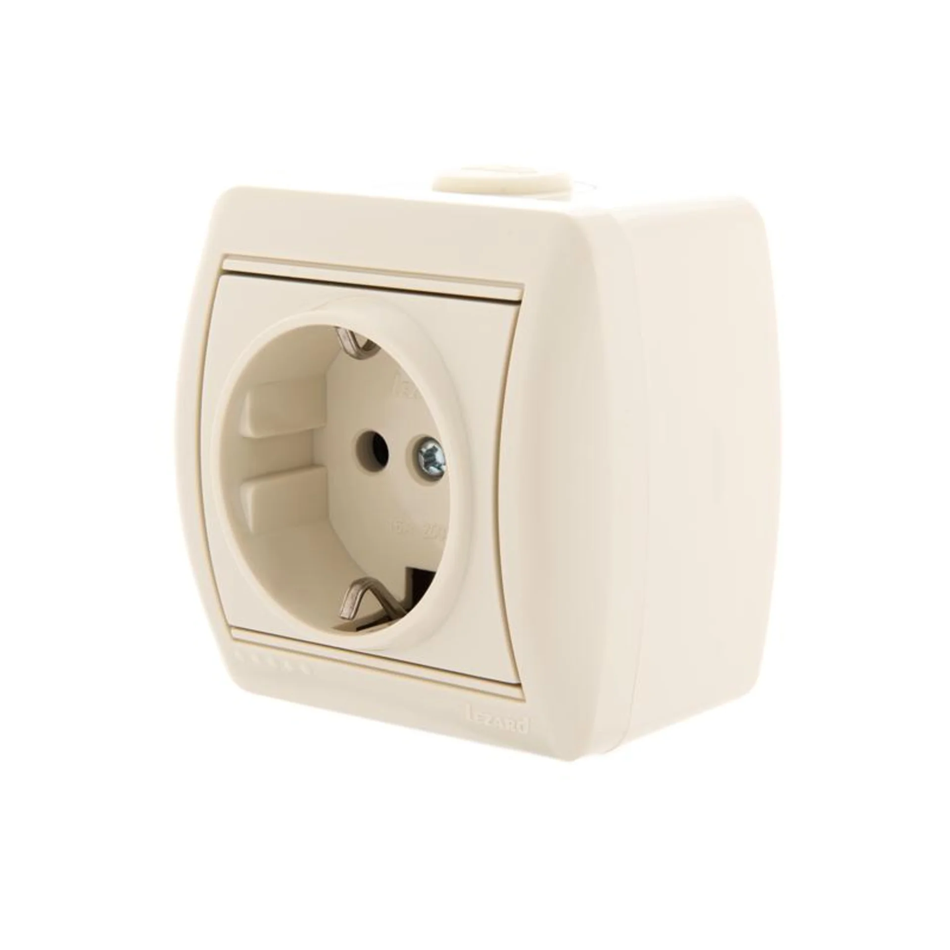 Розетка 1-м ОП Nata 16А IP20 с заземл. керамика крем. LEZARD 710-0300-122