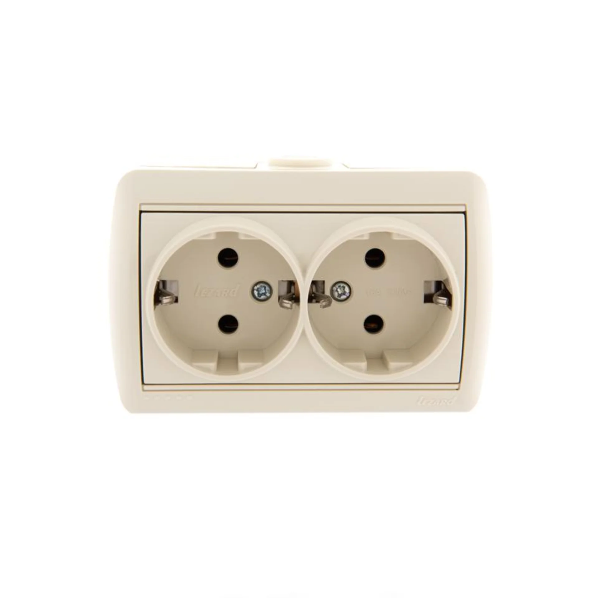 Розетка 2-м ОП Nata 16А IP20 с заземл. керамика крем. LEZARD 710-0300-127